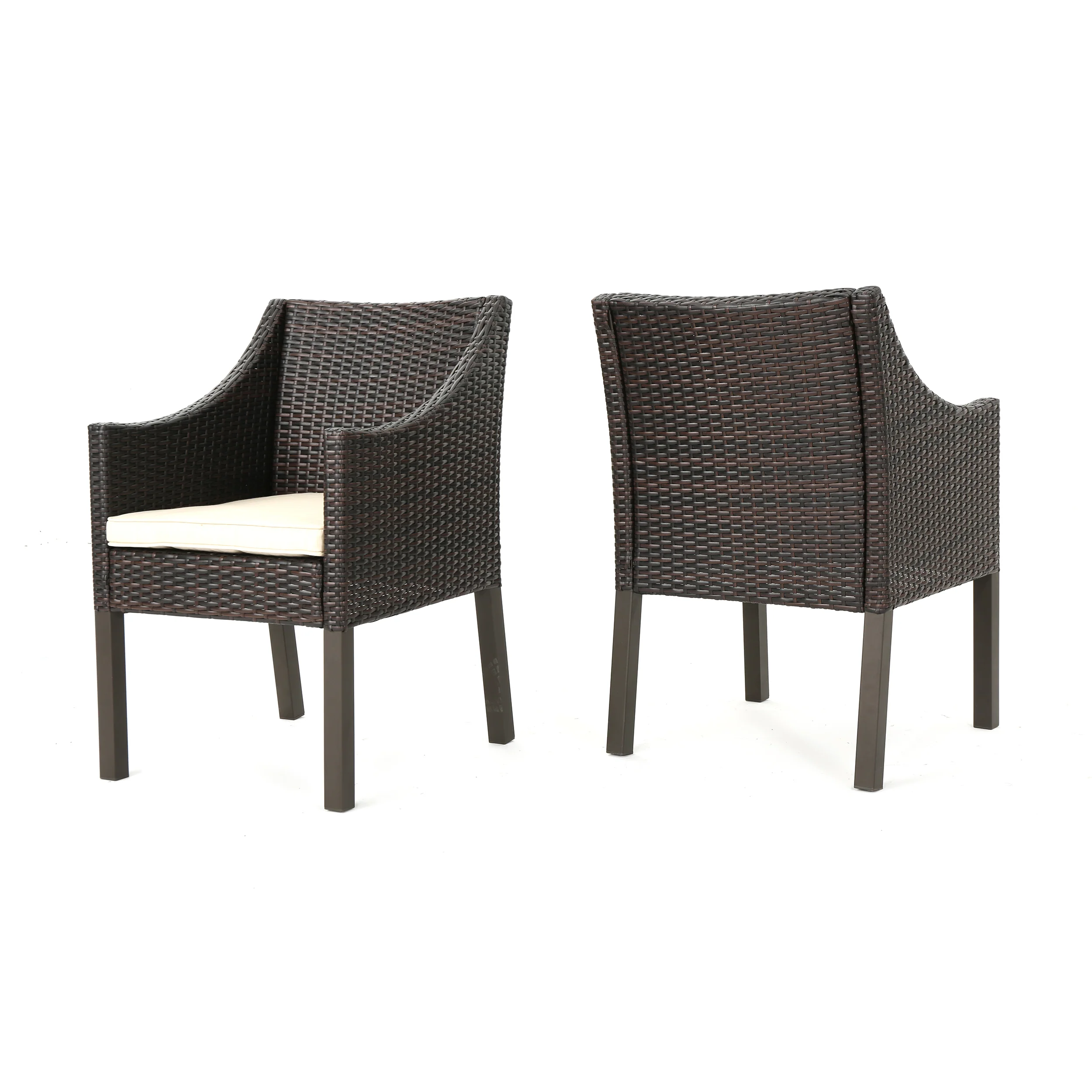 Antioch Outdoor Wicker Dining Chairs with Water Resistant Cushions (Set of 2) - furnishings