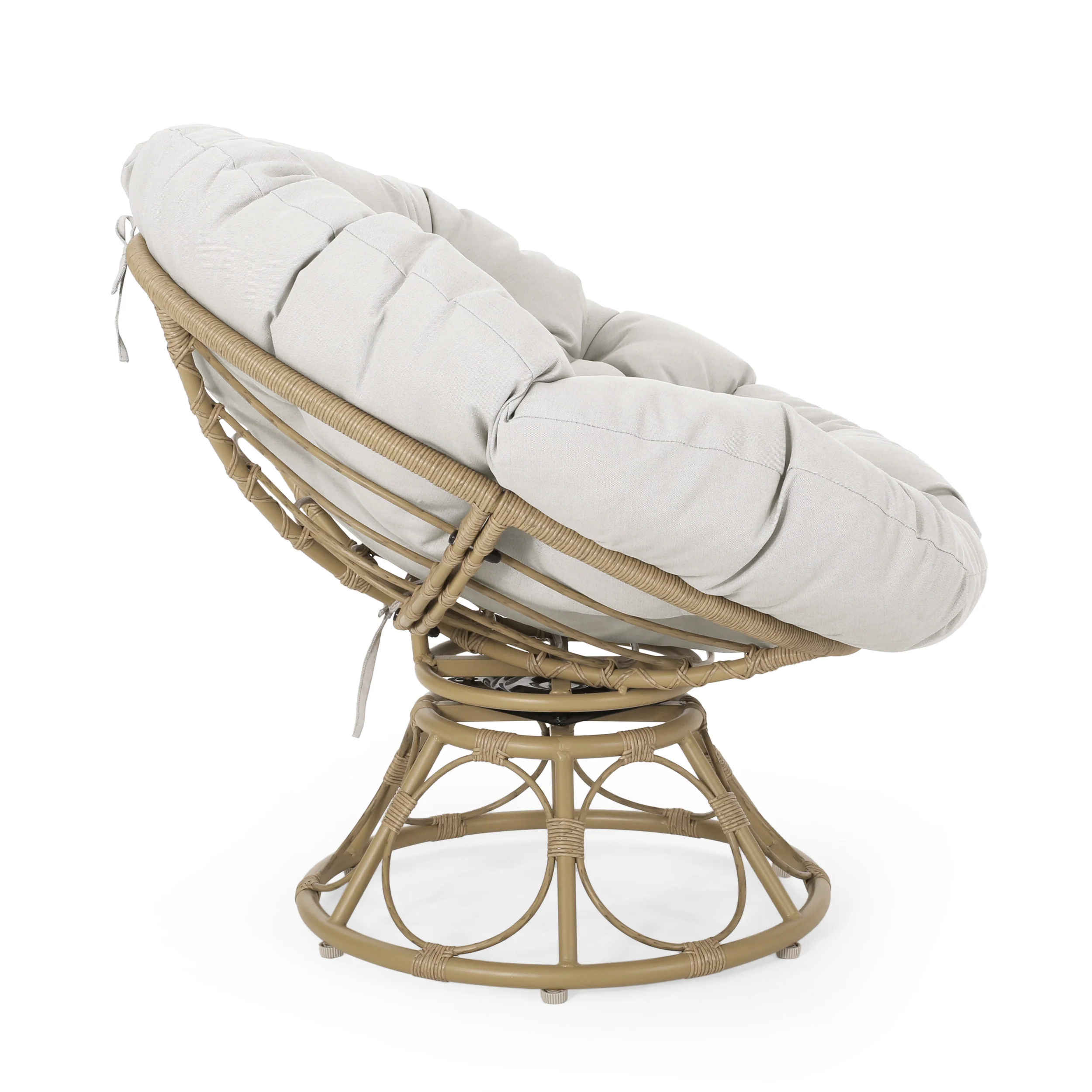 Andrus Outdoor Papasan Swivel Chair with Cushion - furnishings