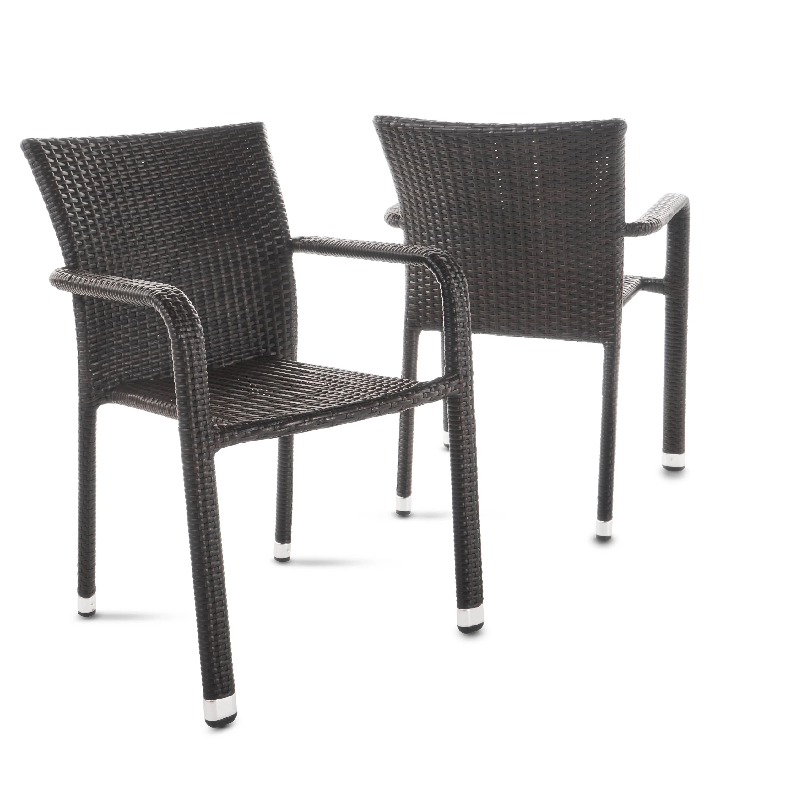 Dylan Outdoor Wicker Armed Aluminum Framed Stack Chairs (Set of 2) - furnishings