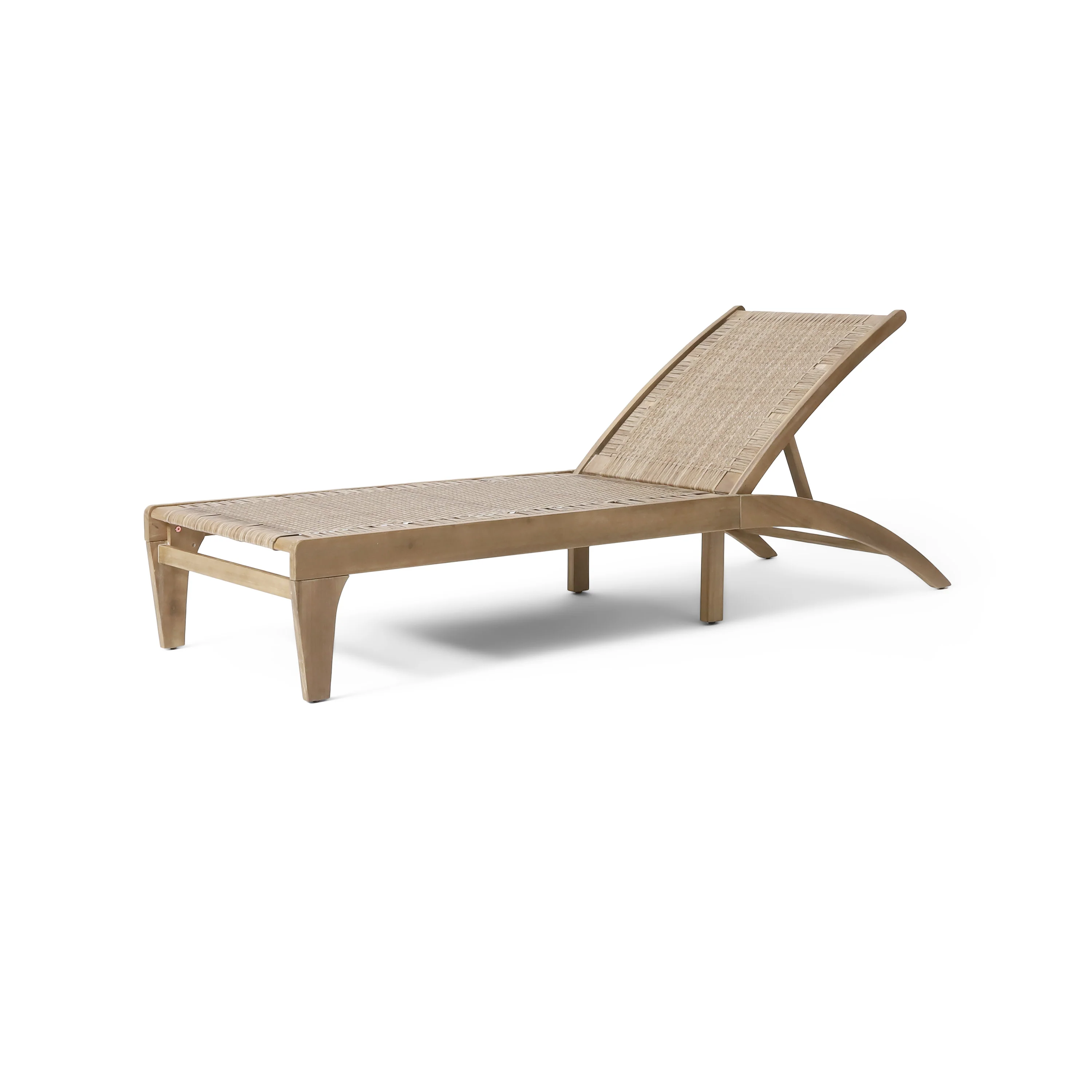 Stetson Outdoor Acacia Wood and Flat Wicker Chaise Lounge - furnishings