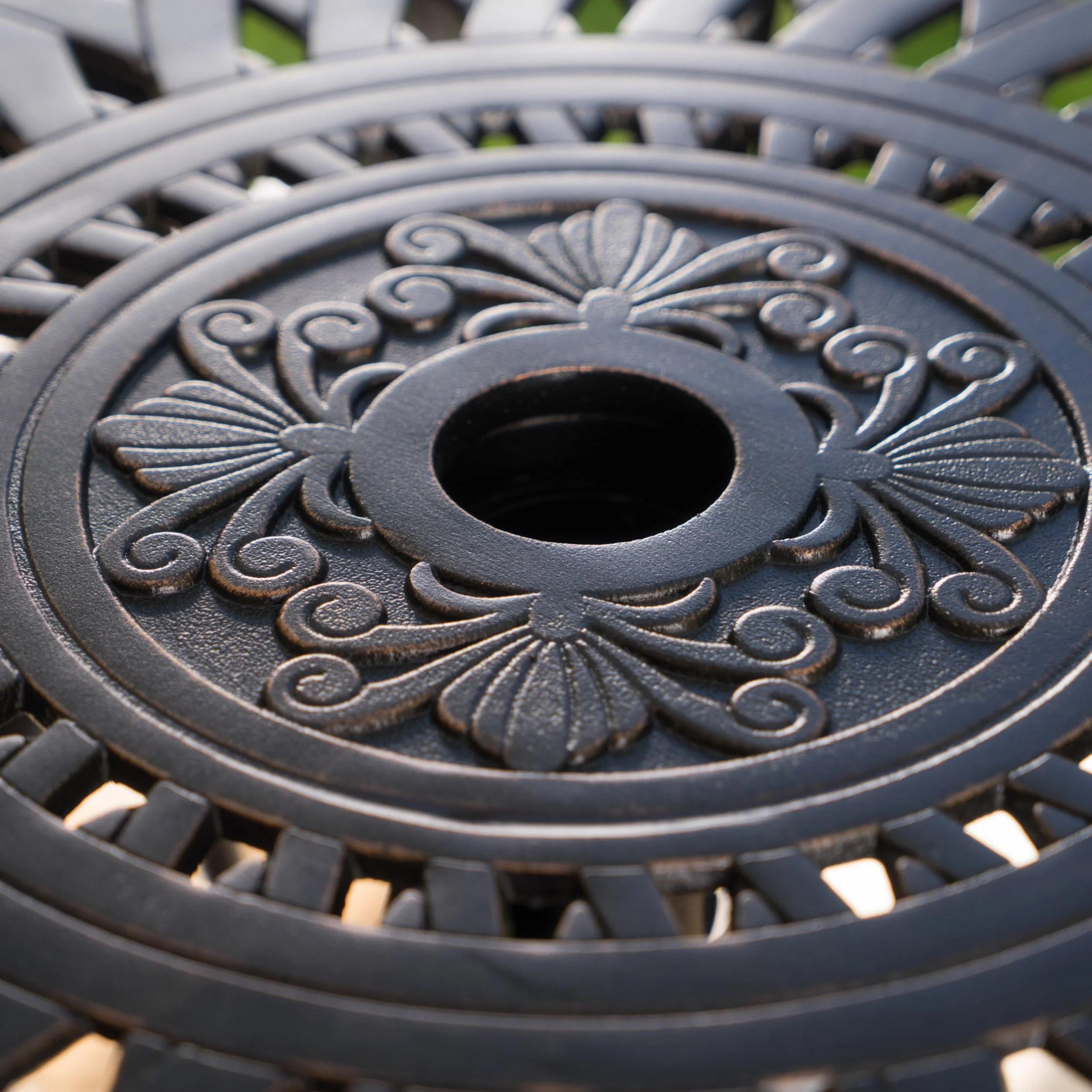 Arianna Outdoor Cast Aluminum Patina Copper Bar Table - furnishings