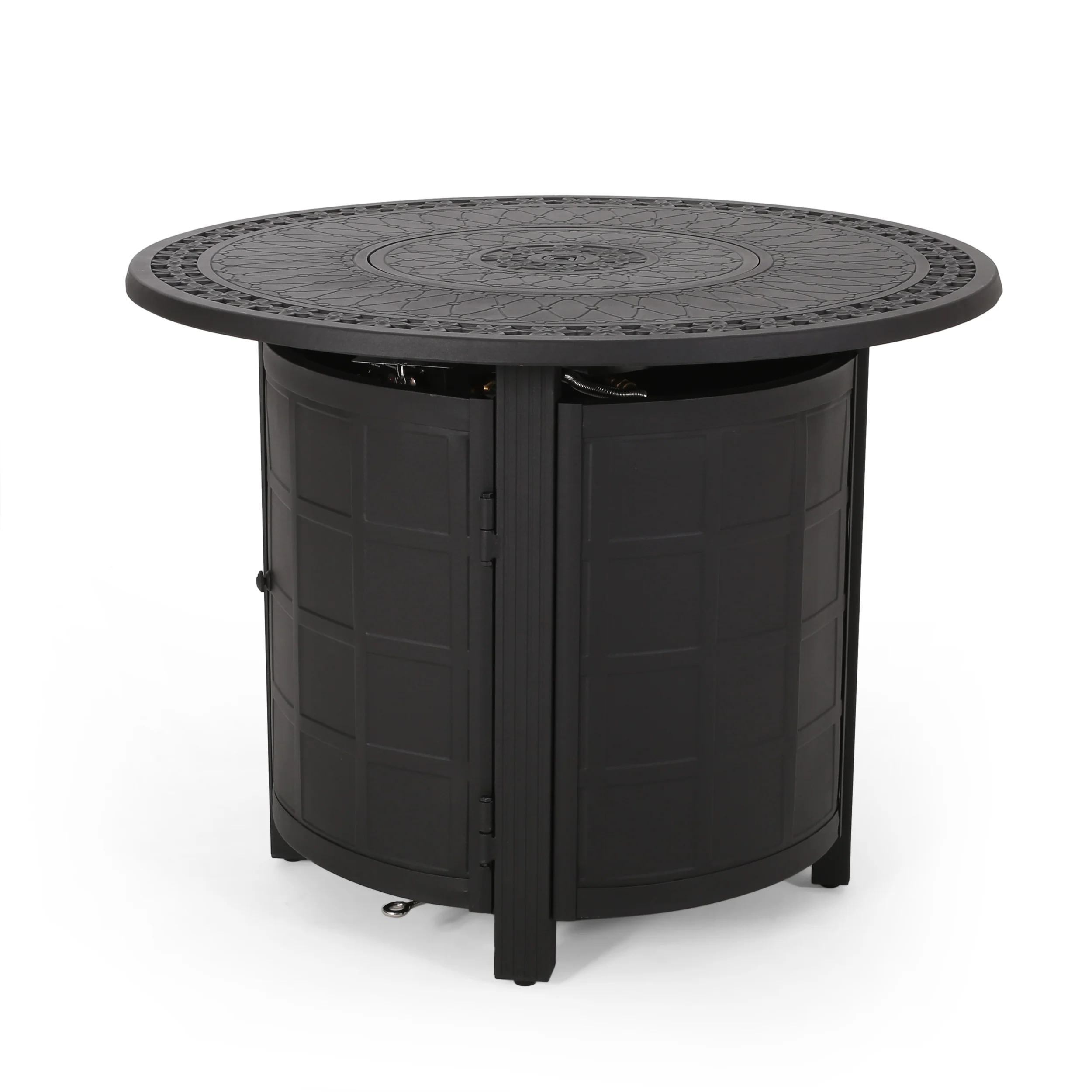 Admiral Outdoor 4 Seater Wicker Swivel Chair and Fire Pit Set - furnishings