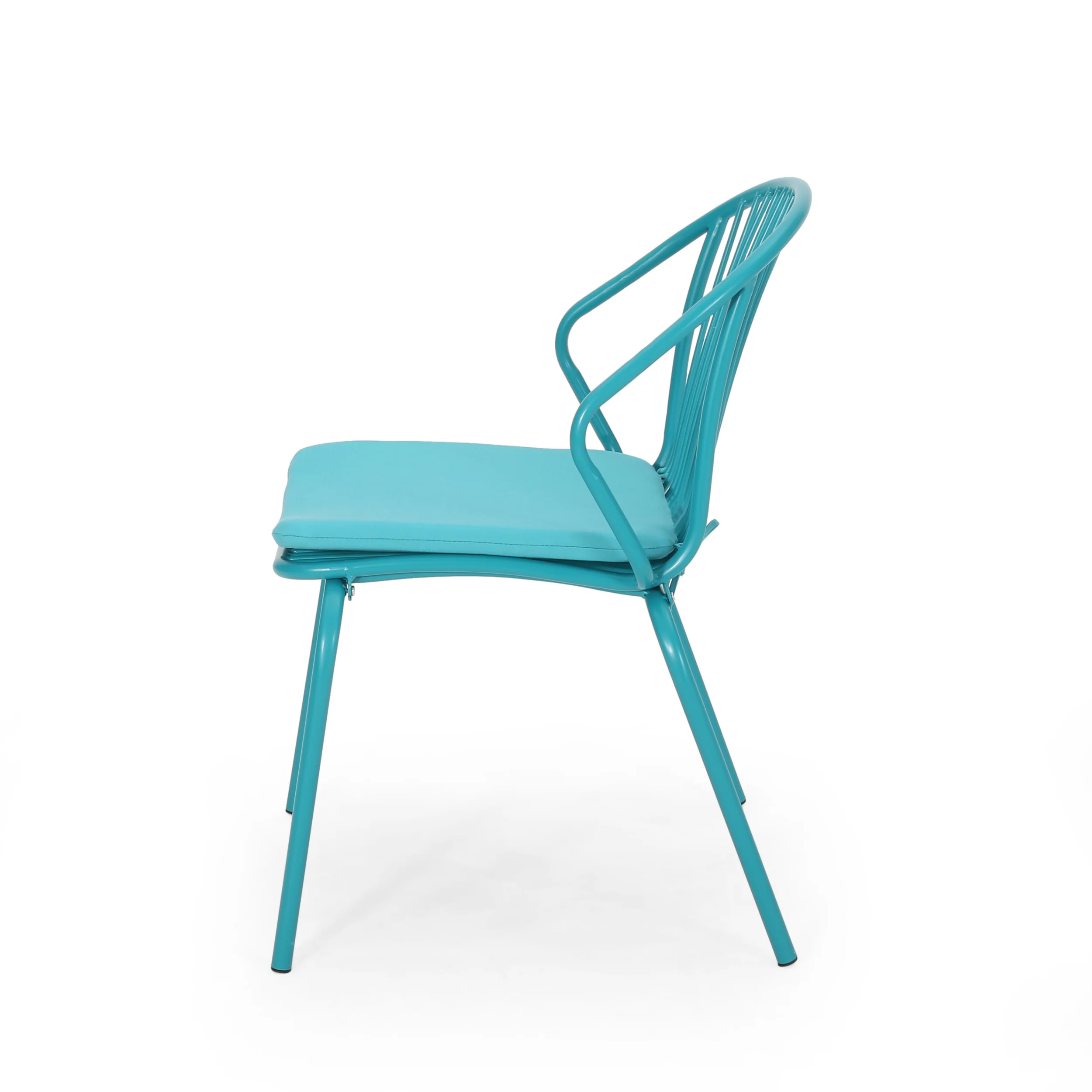 Emily Outdoor Modern Iron Club Chair with Cushion (Set of 2) - furnishings