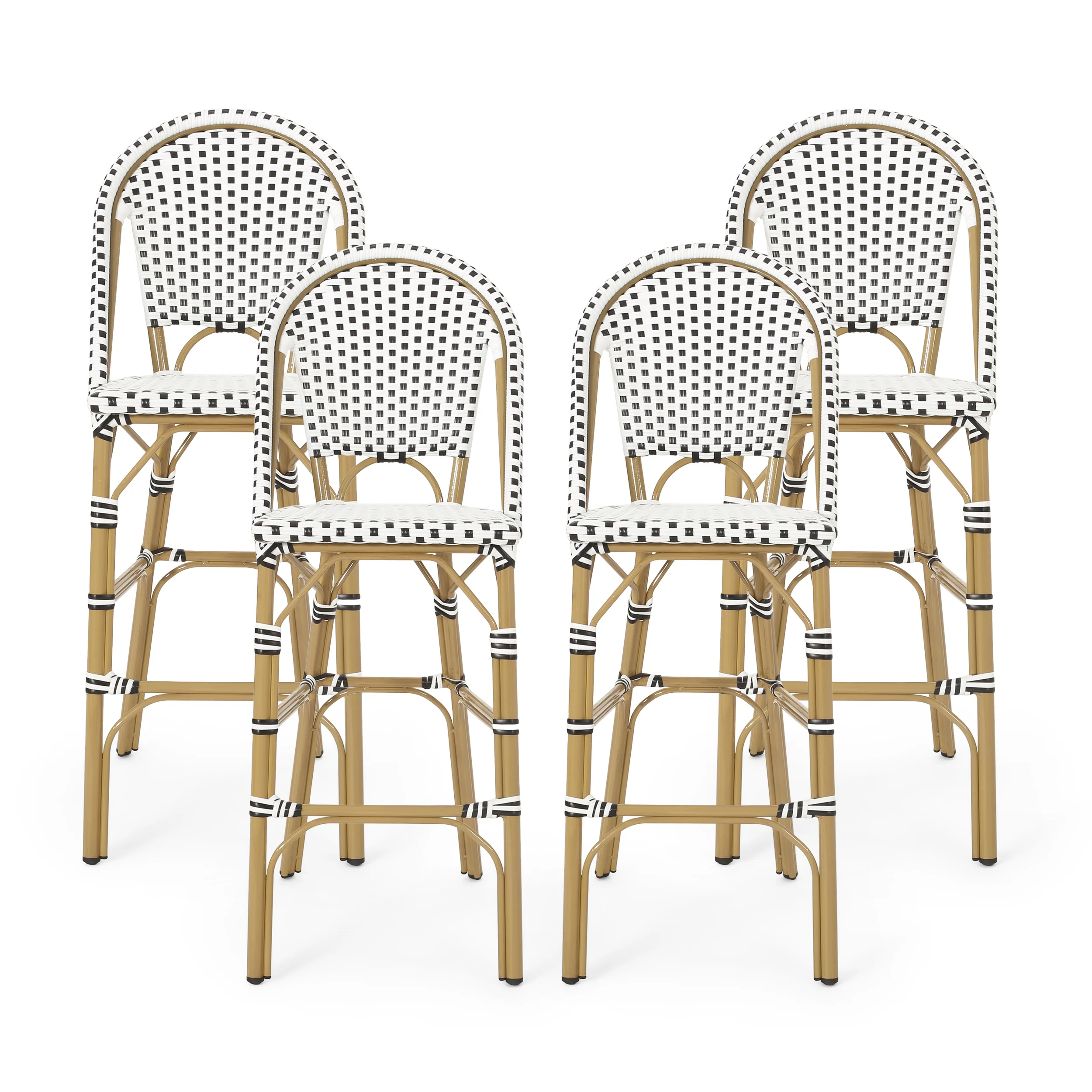 Grelton Outdoor Aluminum French Barstools, Set of 4 - furnishings
