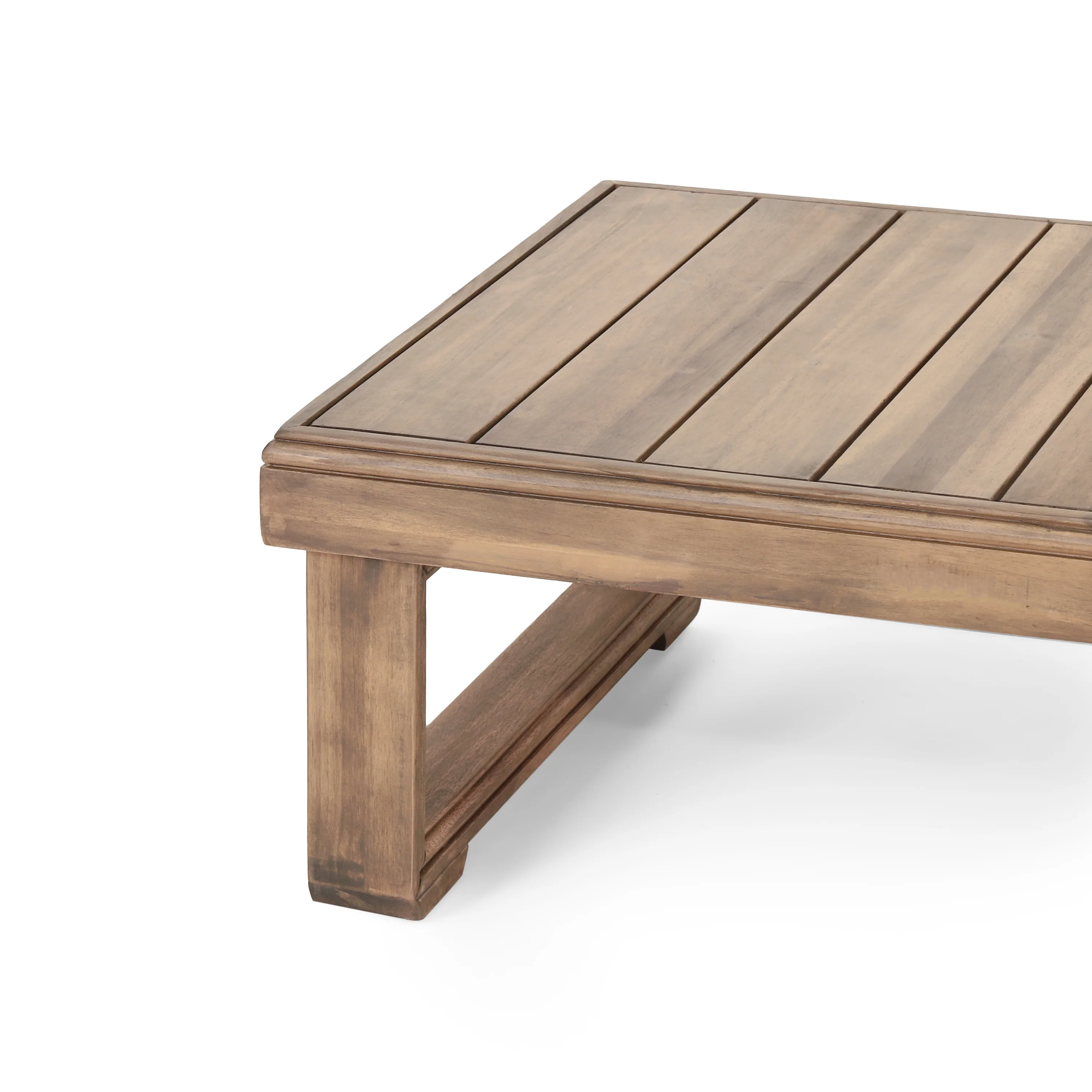 Andrae Outdoor Acacia Wood Rectangular Coffee Table, Brown Wash - furnishings