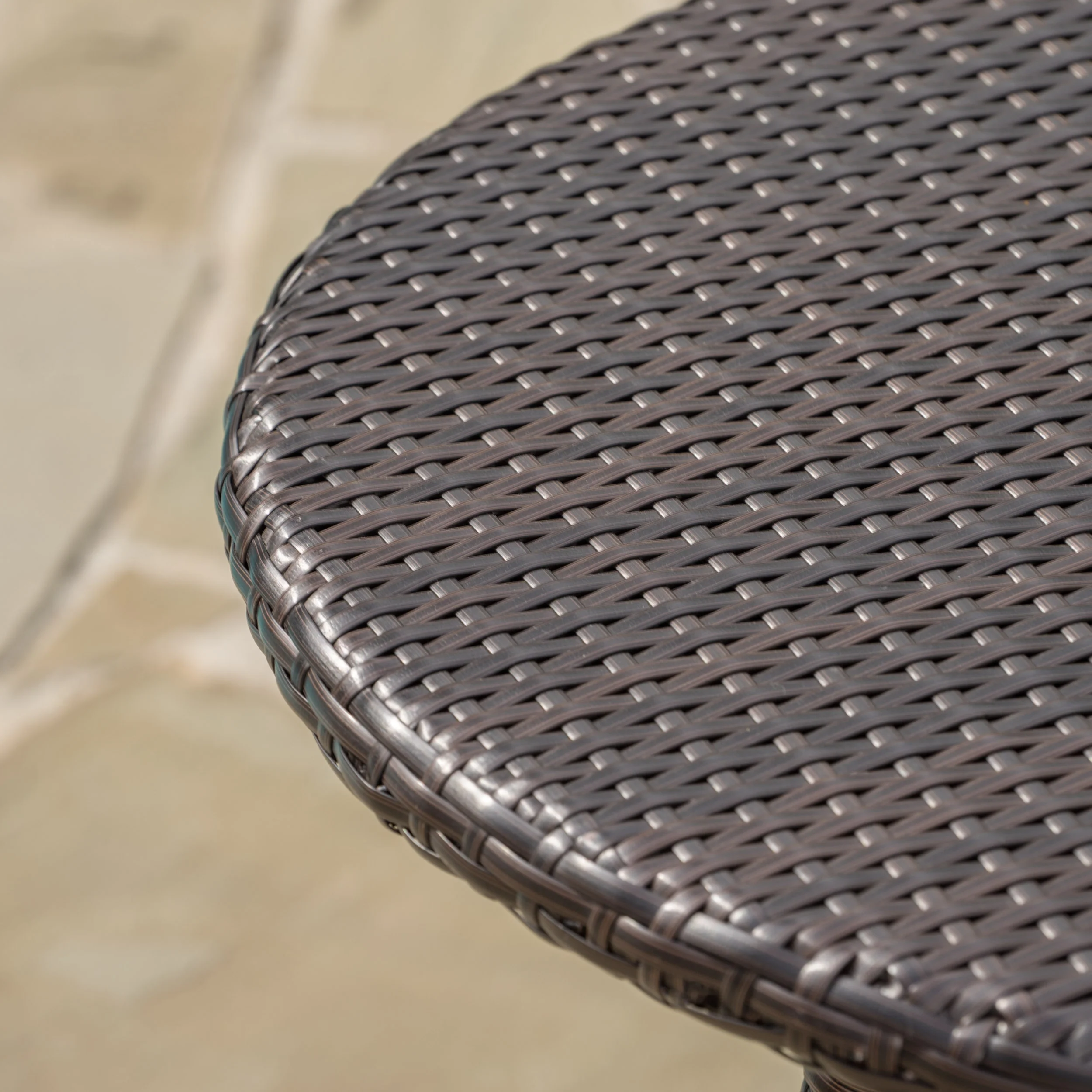 Lebeau Outdoor Contemporary Multi Brown Polyethylene Round Bistro Table - furnishings
