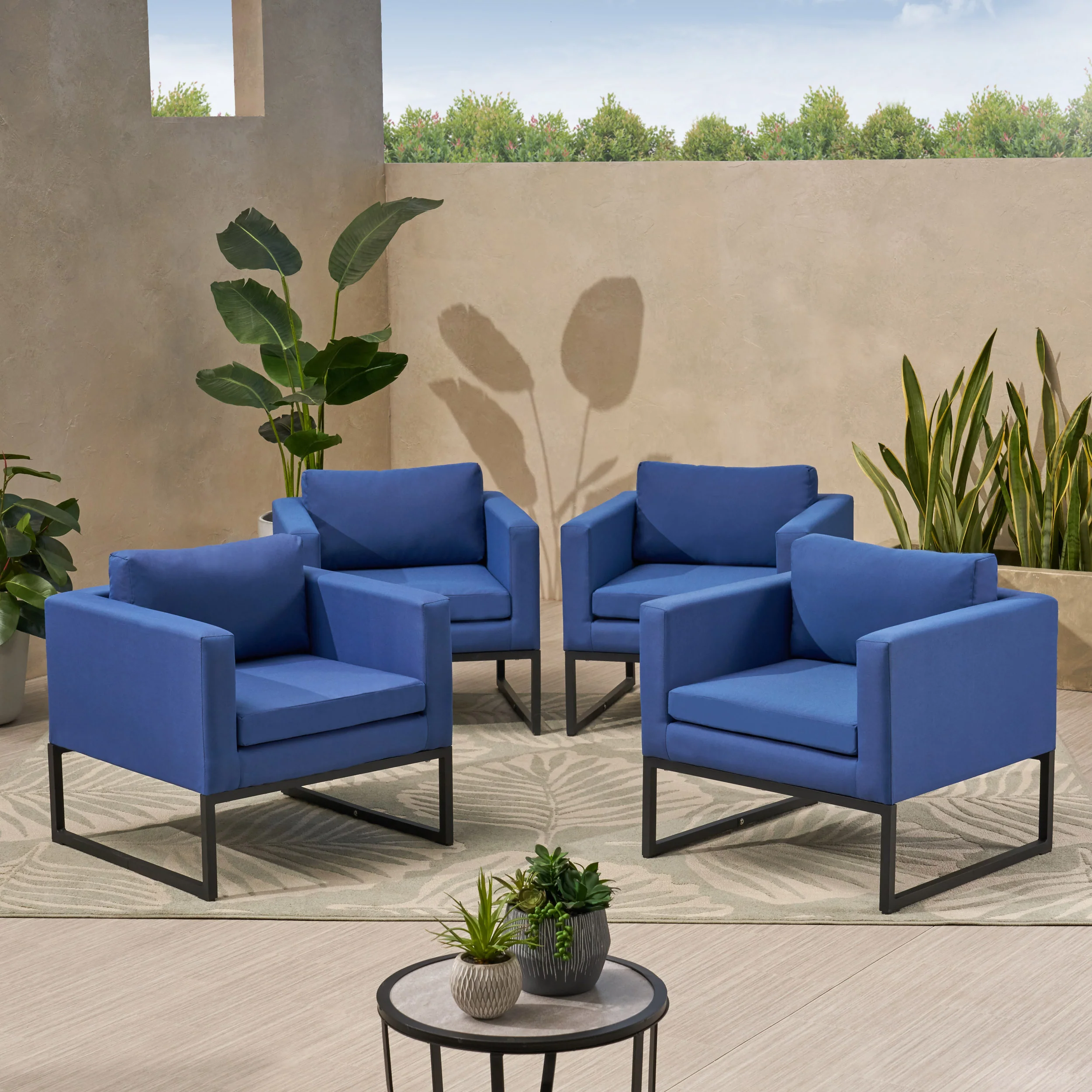 Jacqueline Modern Outdoor Upholstered Club Chair (Set of 4) - furnishings