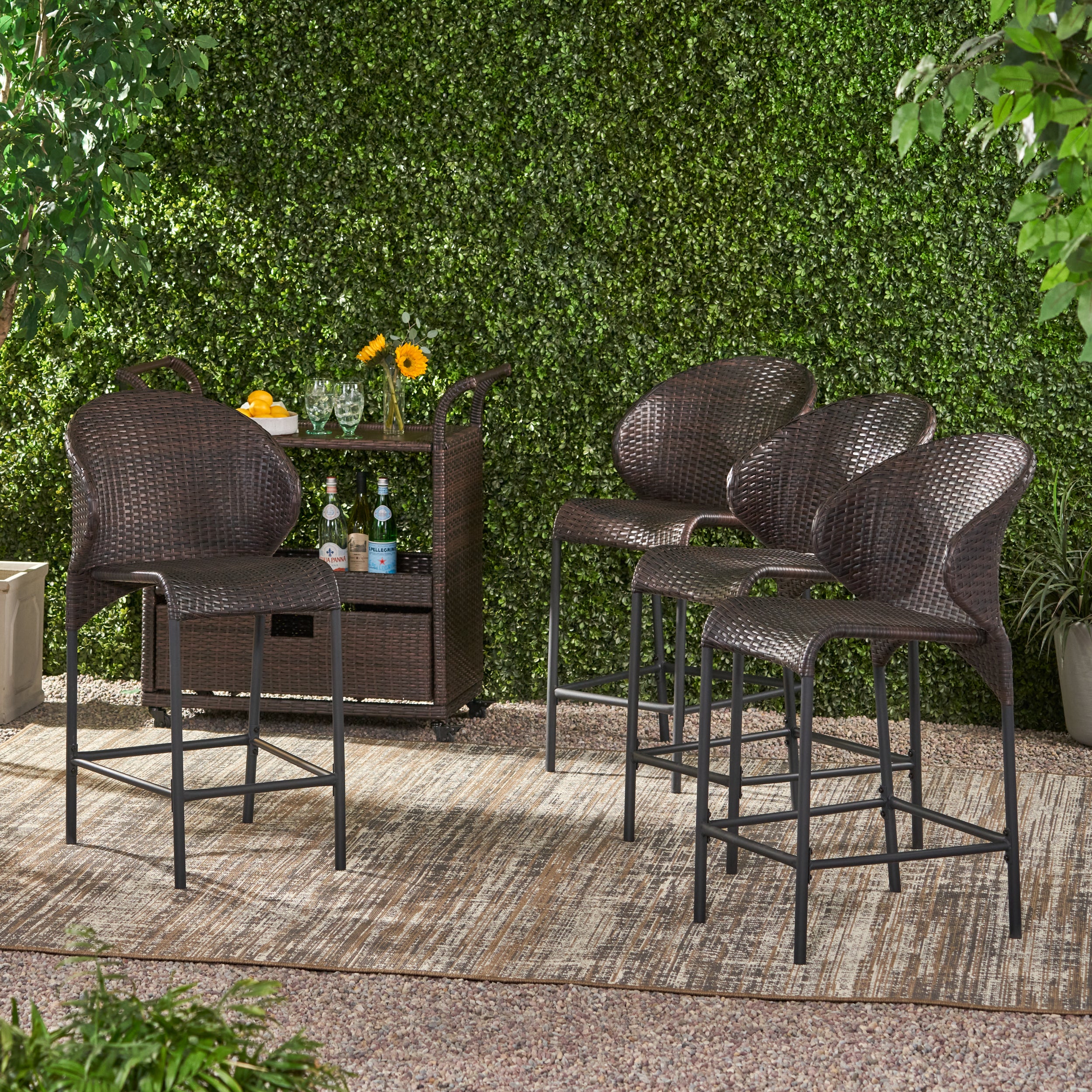 Bennett Multi-brown Wicker Counter Stool (Set of 4) - furnishings