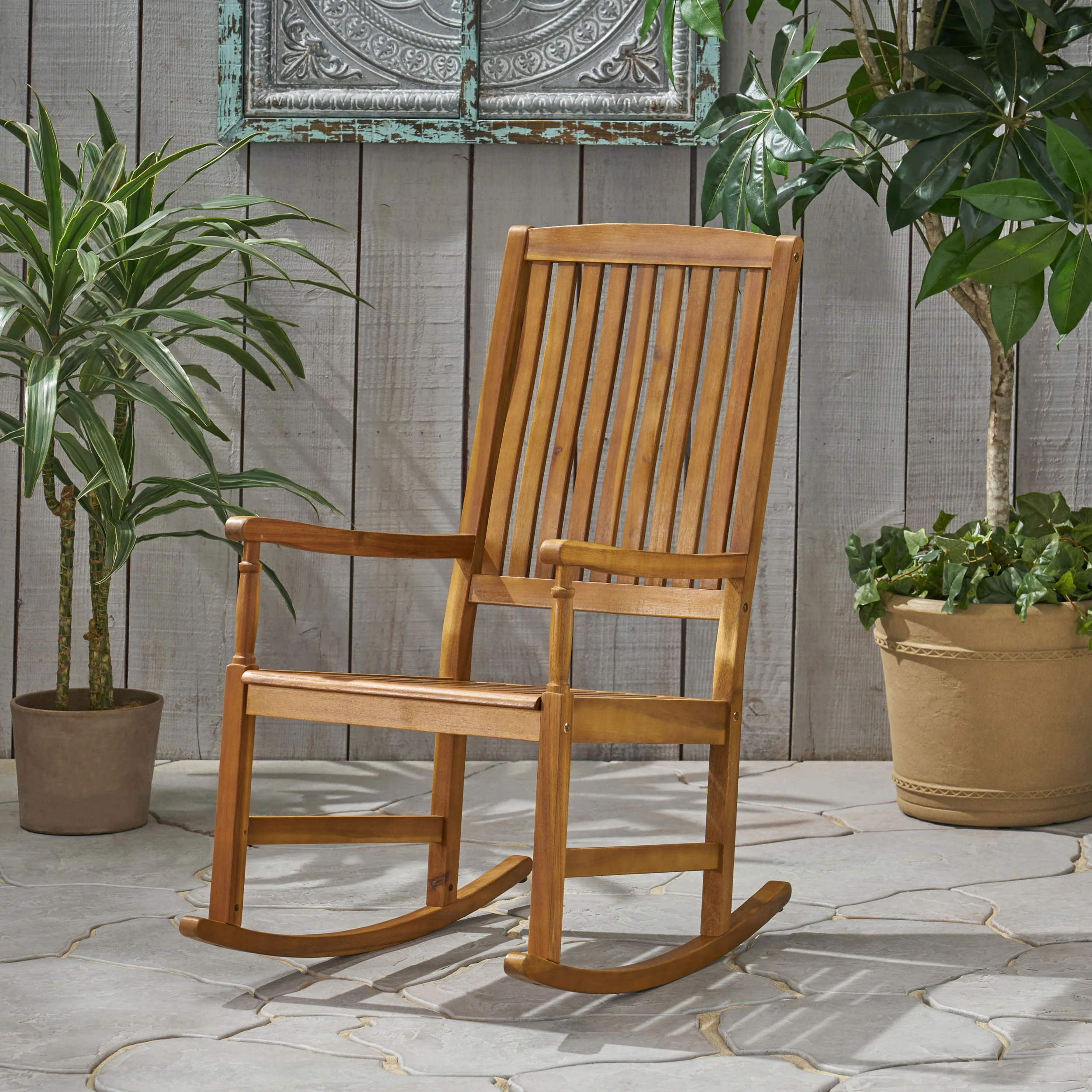Myrna Outdoor Acacia Wood Rocking Chair - furnishings