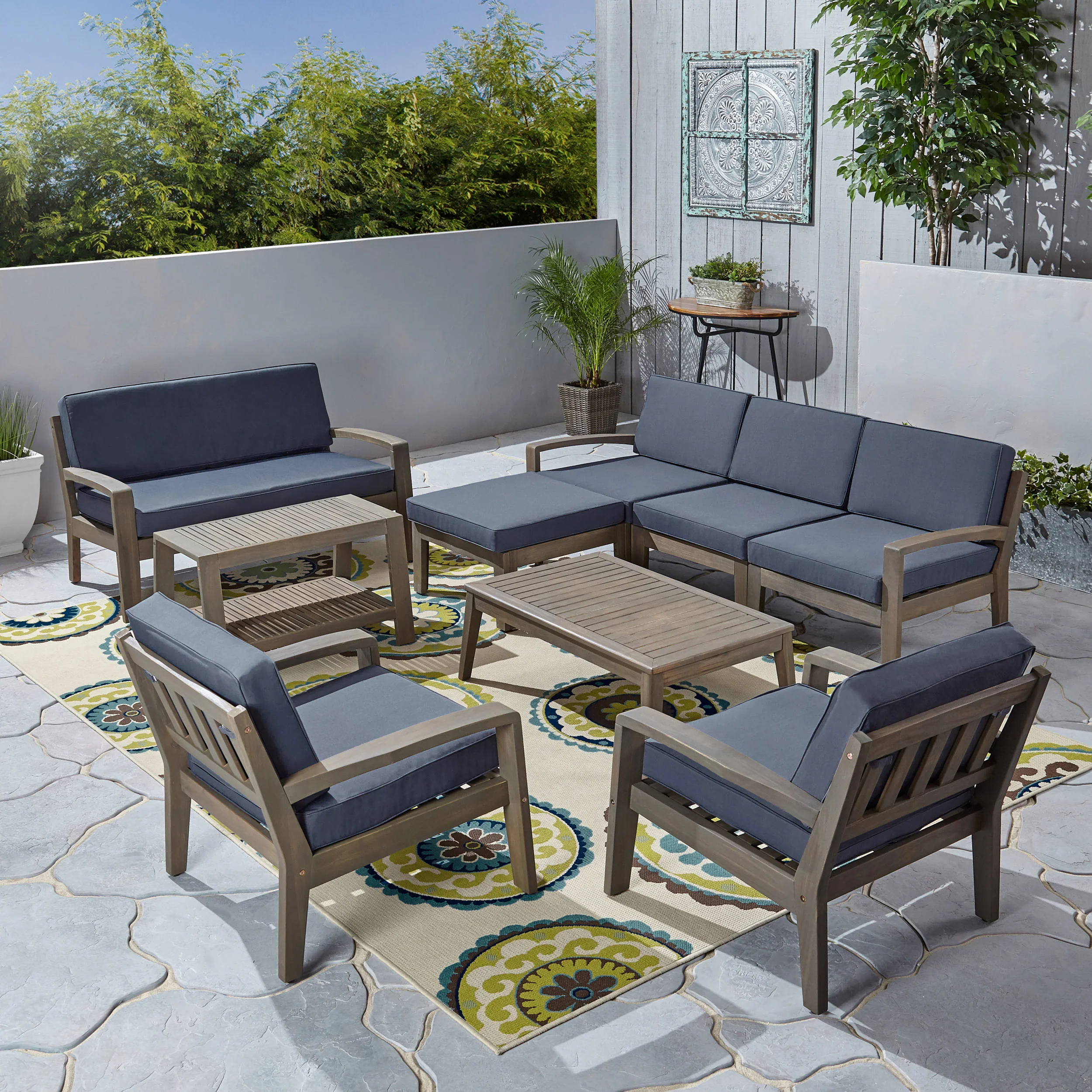 Parma 7-Seater Sectional Sofa Set For Patio with Loveseat - furnishings