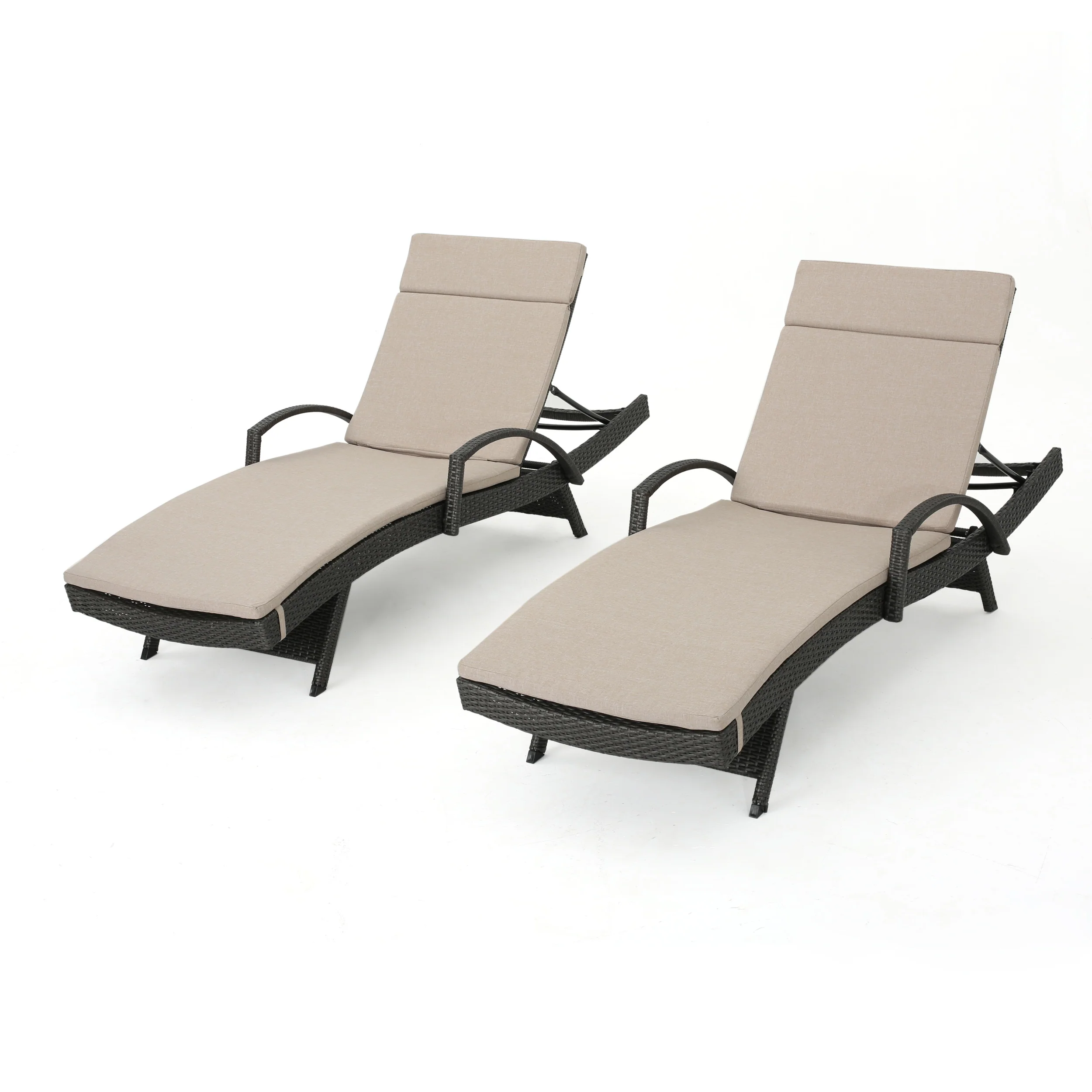 Soleil Outdoor Wicker Chaise Lounges w/ Water Resistant Cushions (Set of 2) - furnishings
