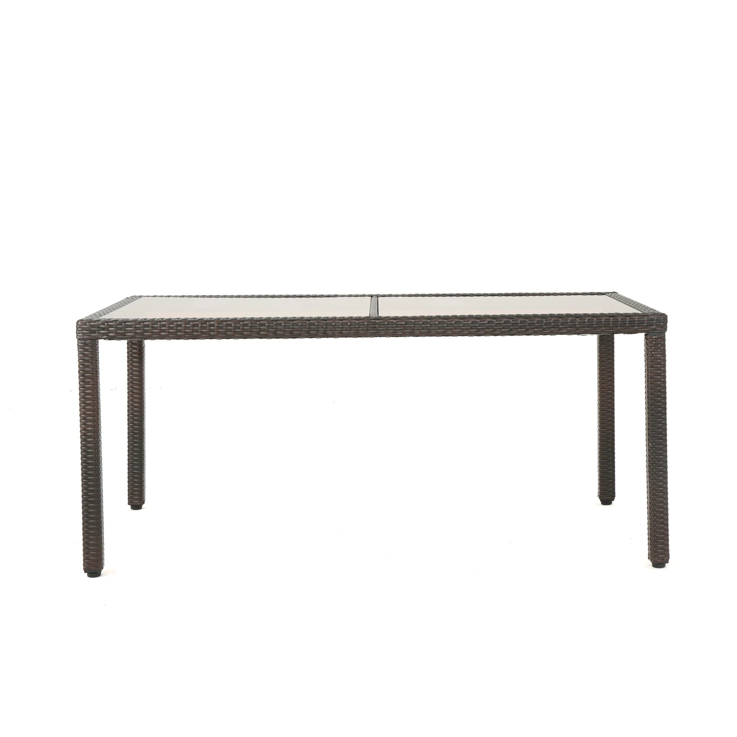 San Simeon Outdoor Wicker Rectangular Dining Table with Tempered Glass Top - furnishings