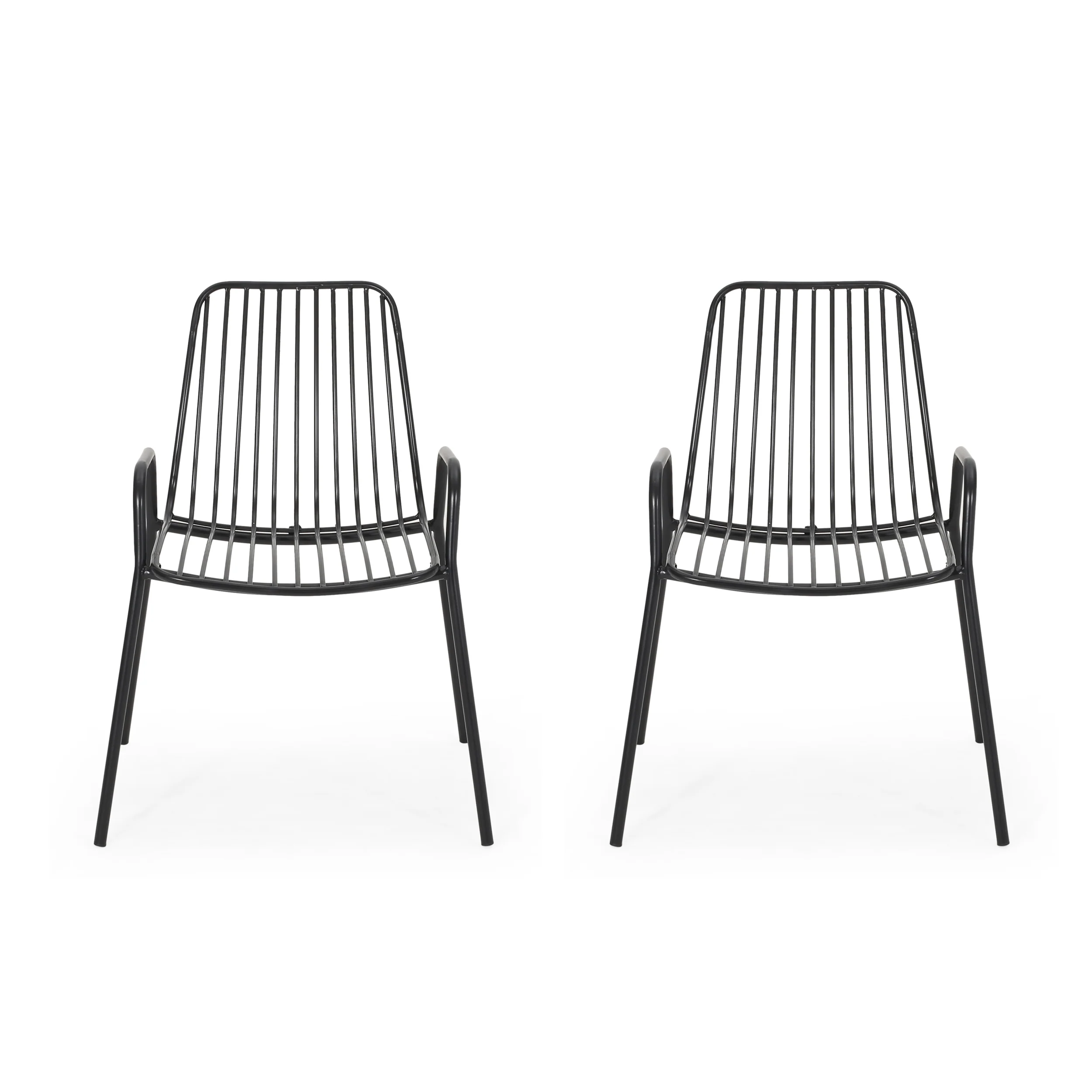 Ashwood Outdoor Modern Iron Club Chair (Set of 2) - furnishings