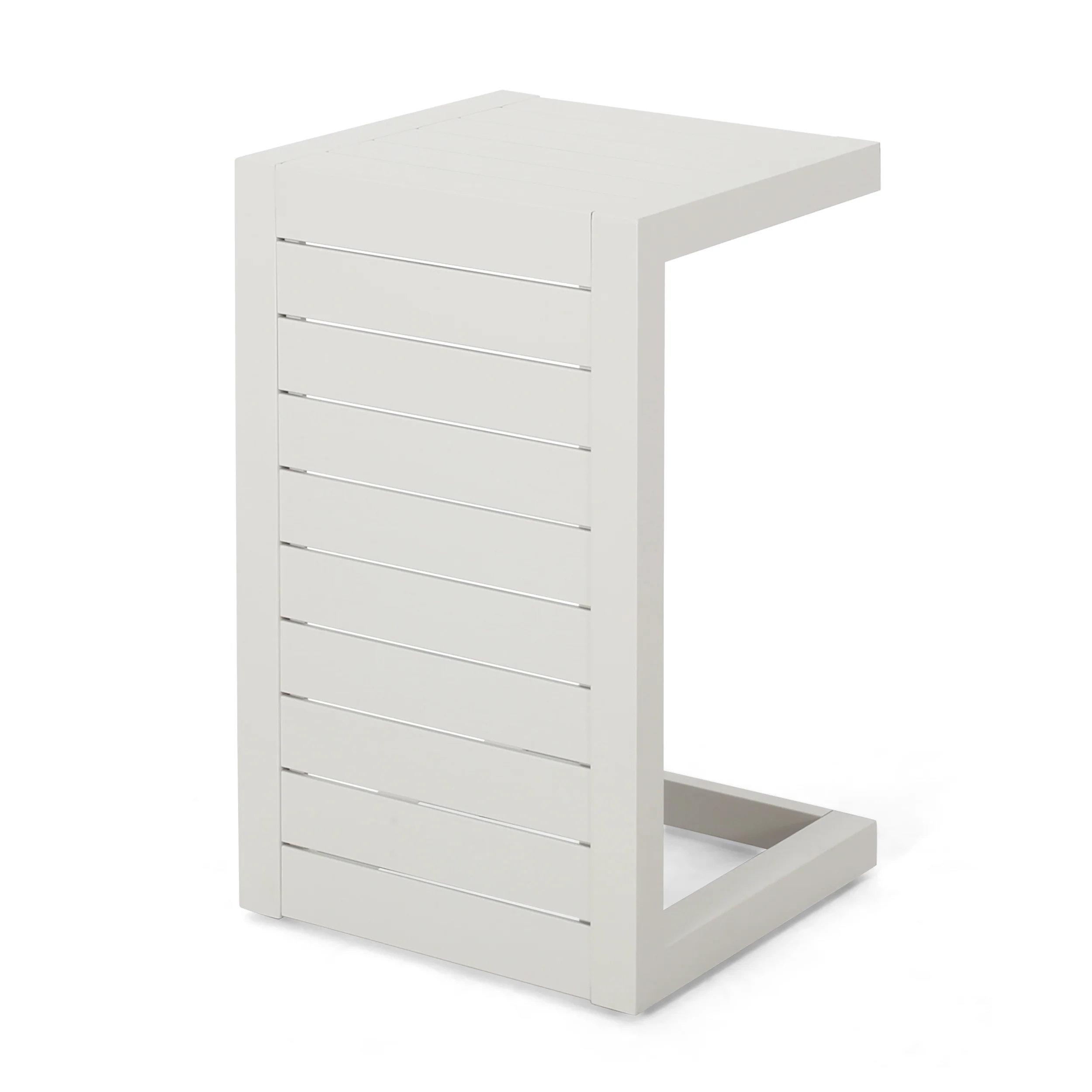 Cherie Outdoor Modern Aluminum C-Shaped End Table - furnishings
