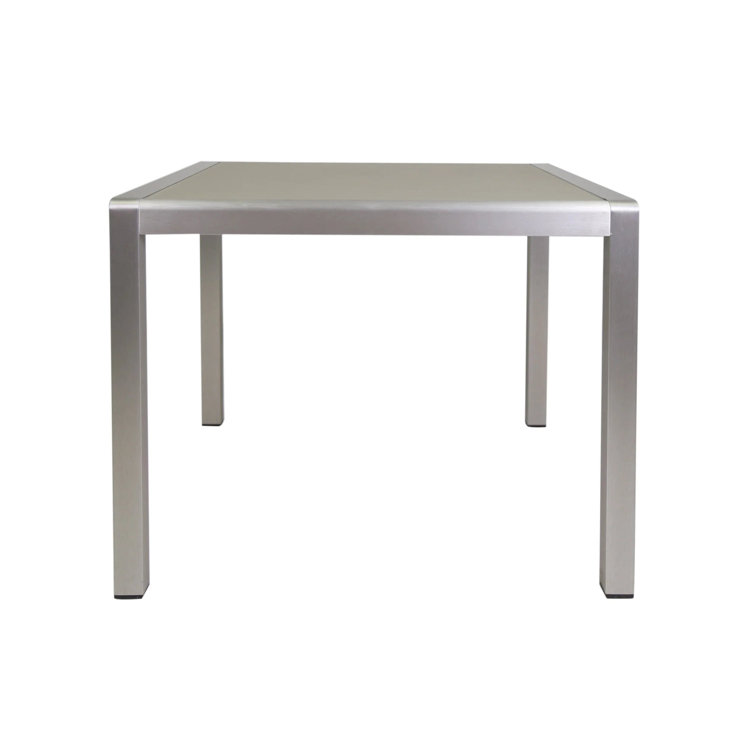Louie Coral Outdoor Dining Table - Anodized Aluminum - Tempered Glass Table Top - Square - Silver and Gray - 35-inch - furnishings