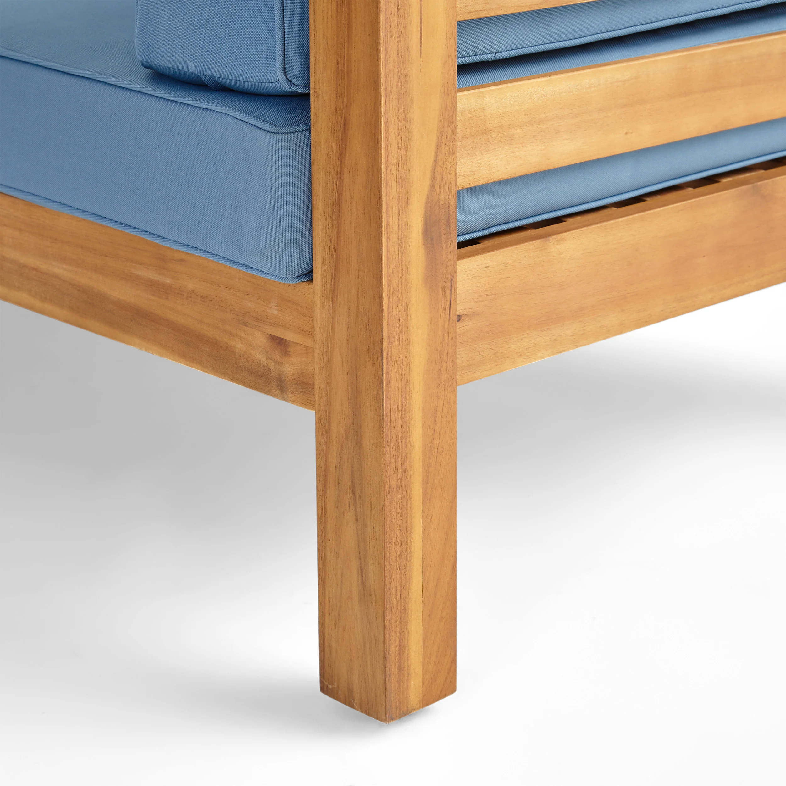 Louise Outdoor Acacia Wood Club Chair with Cushion - furnishings