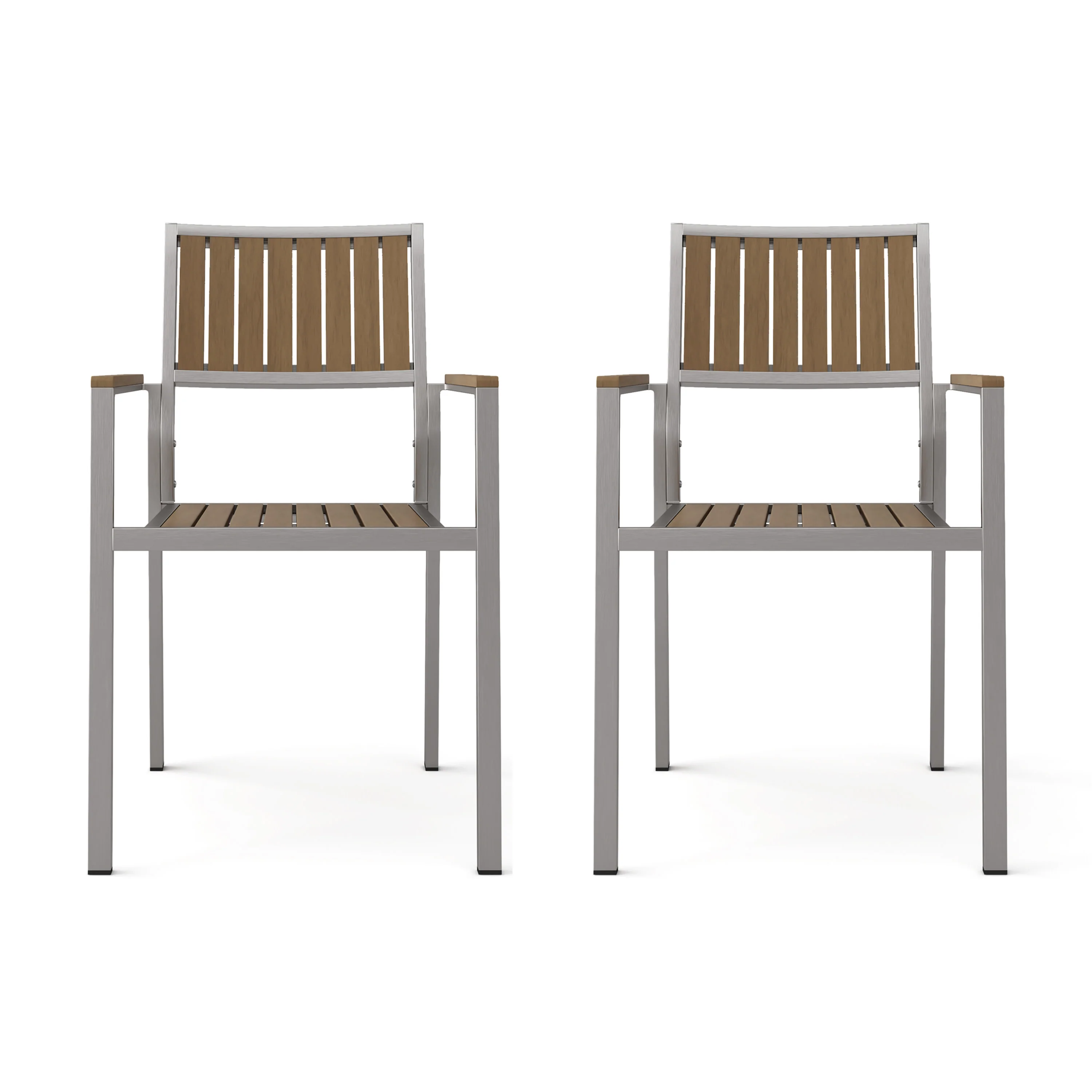 Puya Outdoor Aluminum Slat Paneled Dining Chairs Set of 2 - furnishings