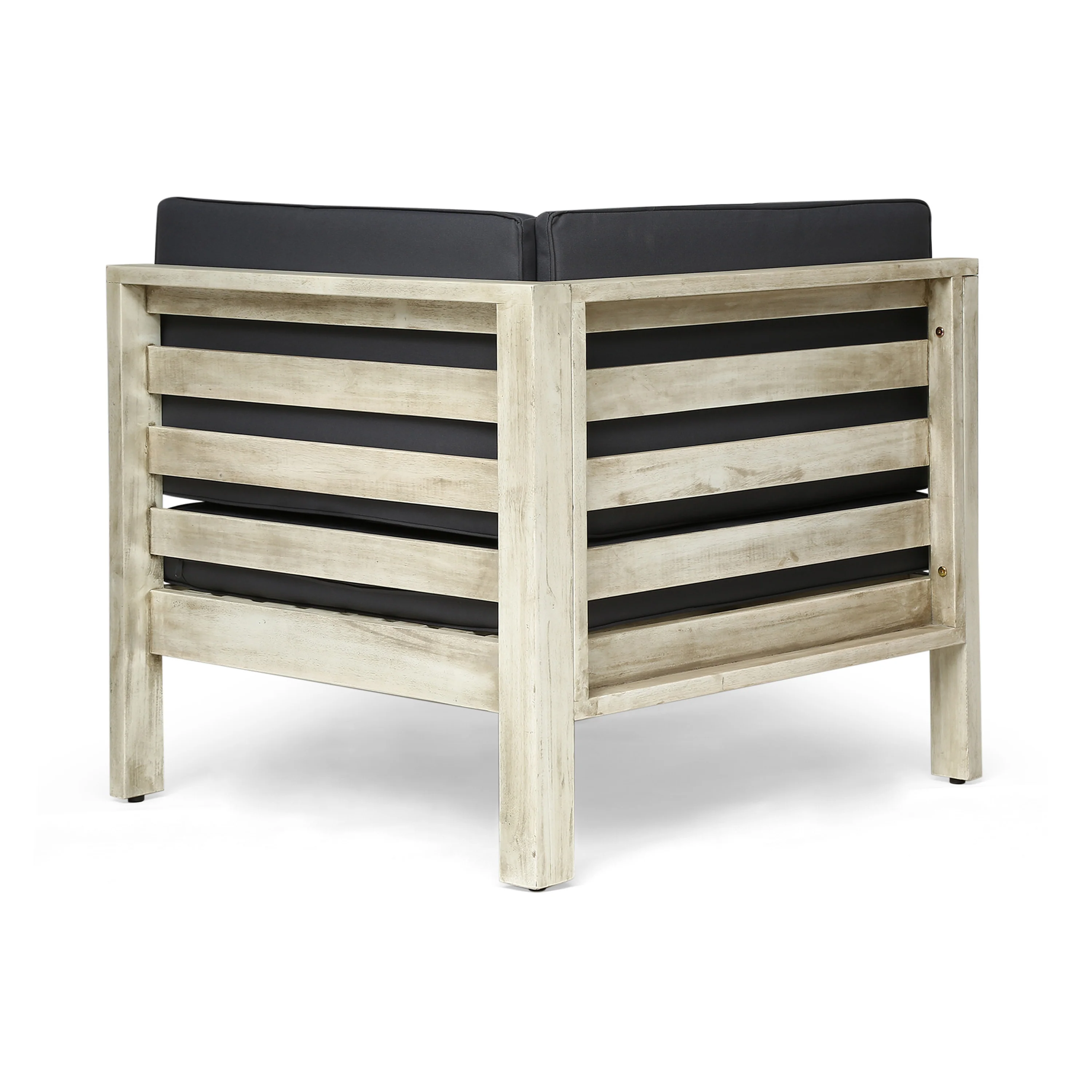 Dawson Outdoor Sectional Love Seat Set with Coffee Table - 3-Piece 2-Seater - Acacia Wood - Outdoor Cushions - furnishings