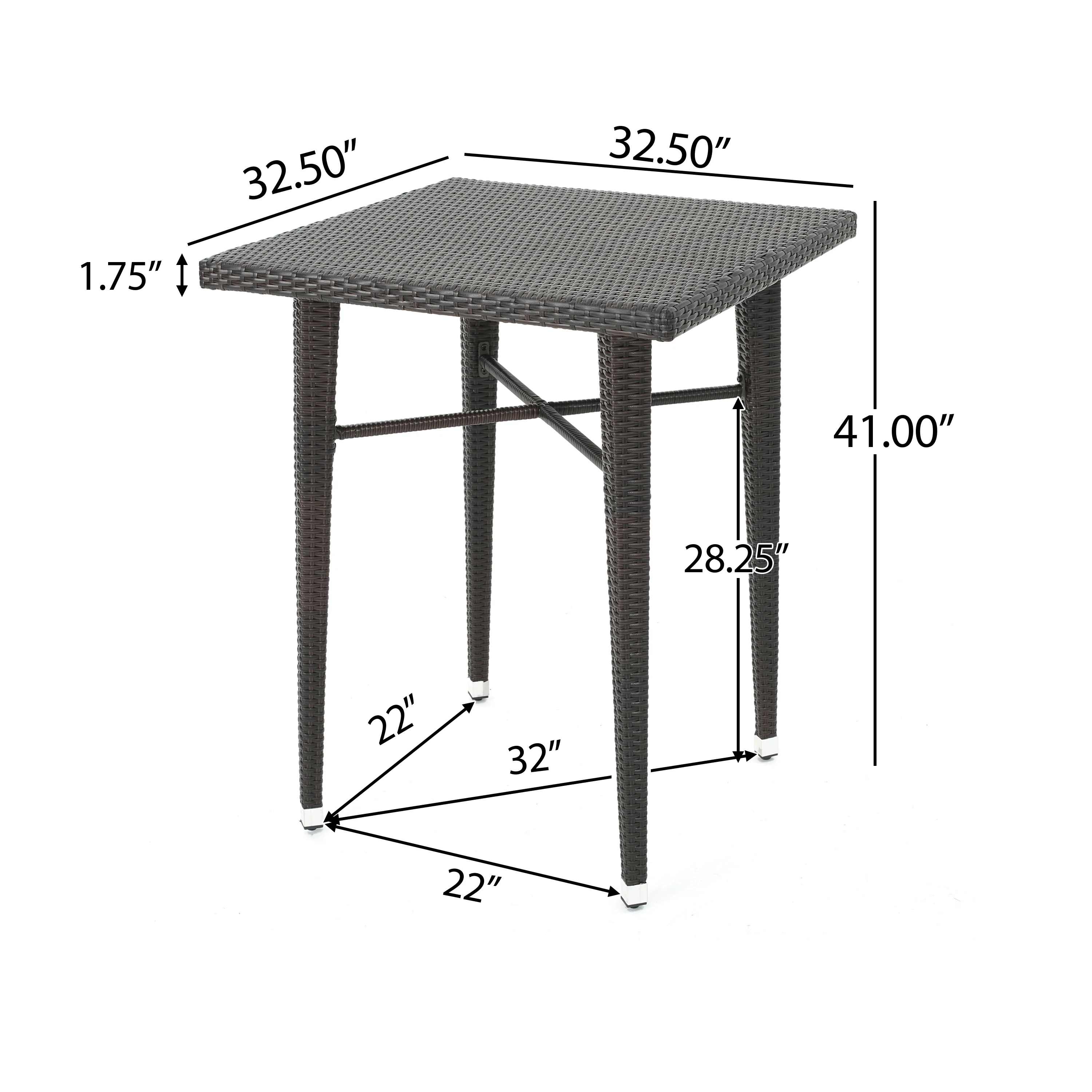 Dom Outdoor 32.5 Inch Square Multi-brown Wicker Bar Table - furnishings