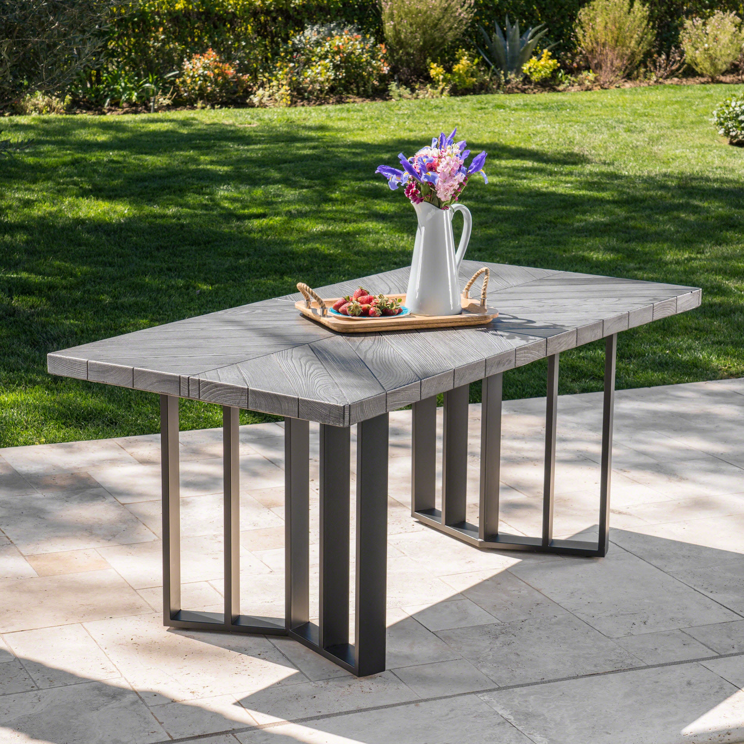 Santa Rosa Outdoor Finish Light Weight Concrete Dining Table - furnishings