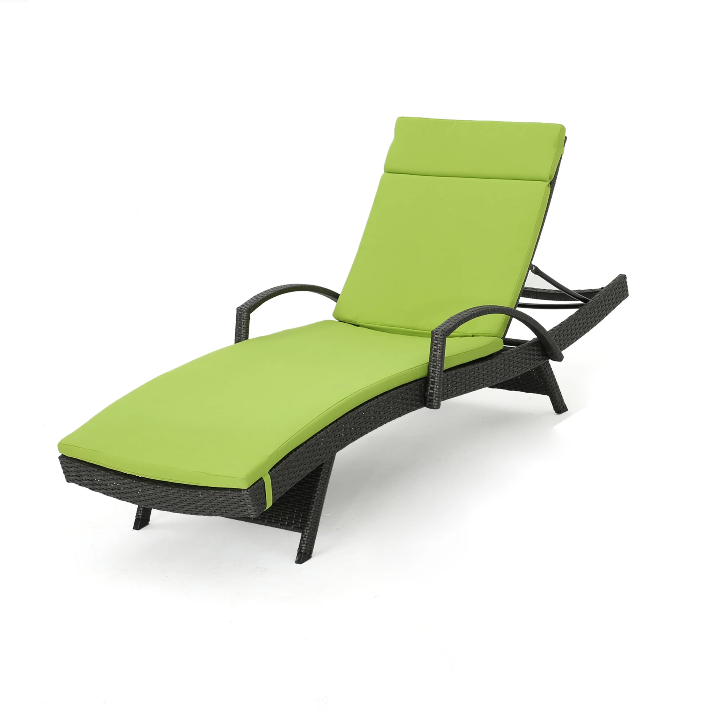 Solaris Outdoor Grey Wicker Armed Chaise Lounge w/ Water Resistant Cushion - furnishings