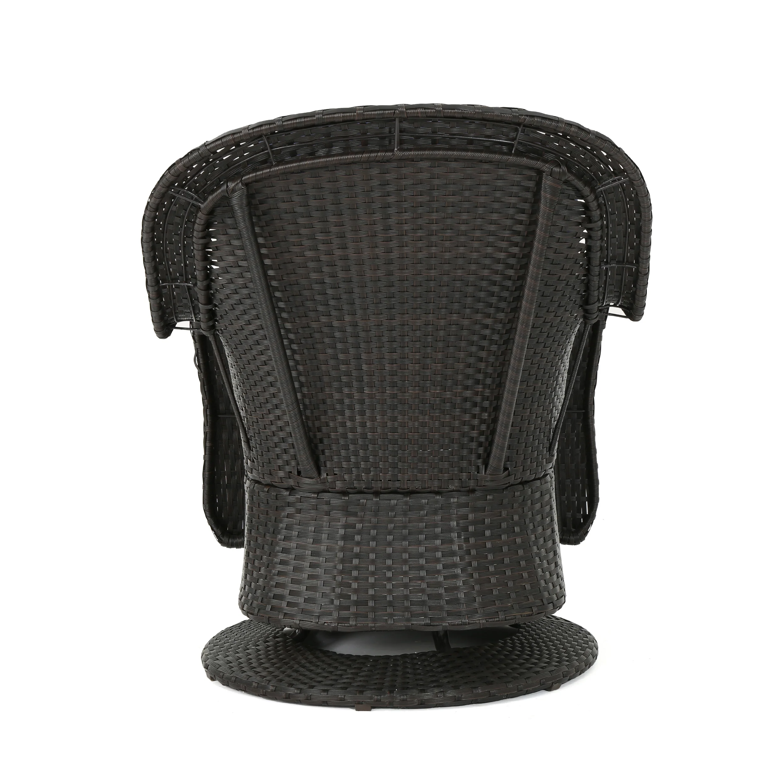 Linsten Outdoor 4 Seater Wicker Swivel Chair and Fire Pit Set - furnishings