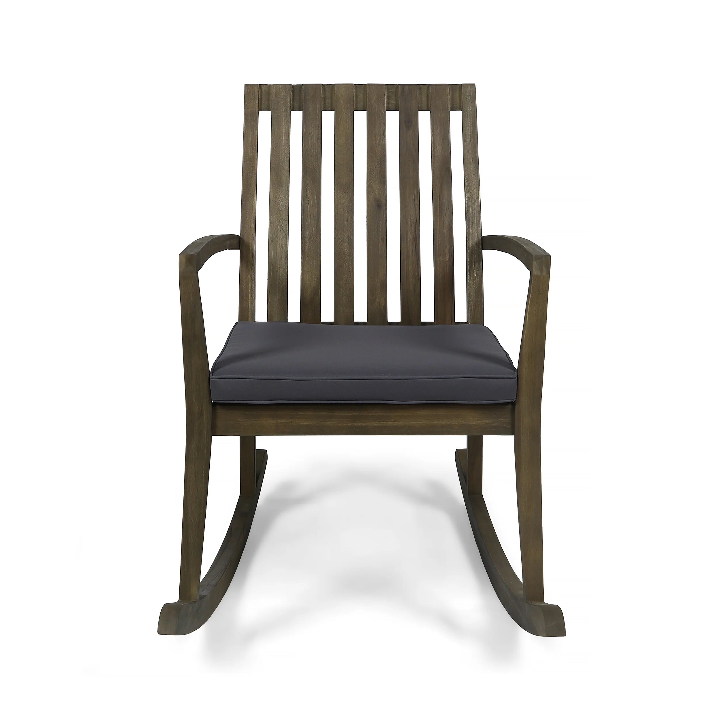 Colmena Acacia Wood Rustic Style Rocking Chair with Water Resistant Cushions - furnishings