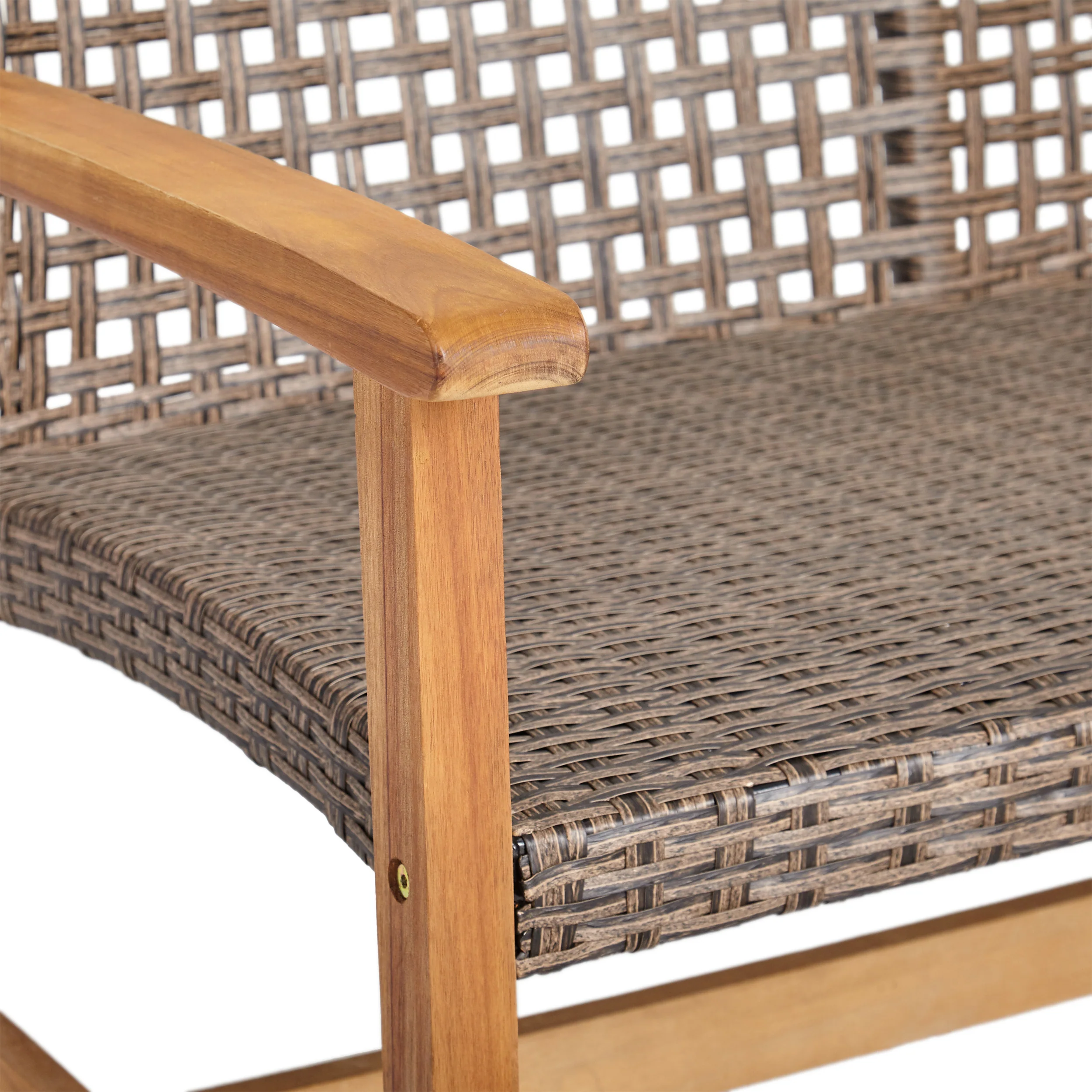 Levant Outdoor 4 Piece Wood and Wicker Chat Set with Fire Pit - furnishings