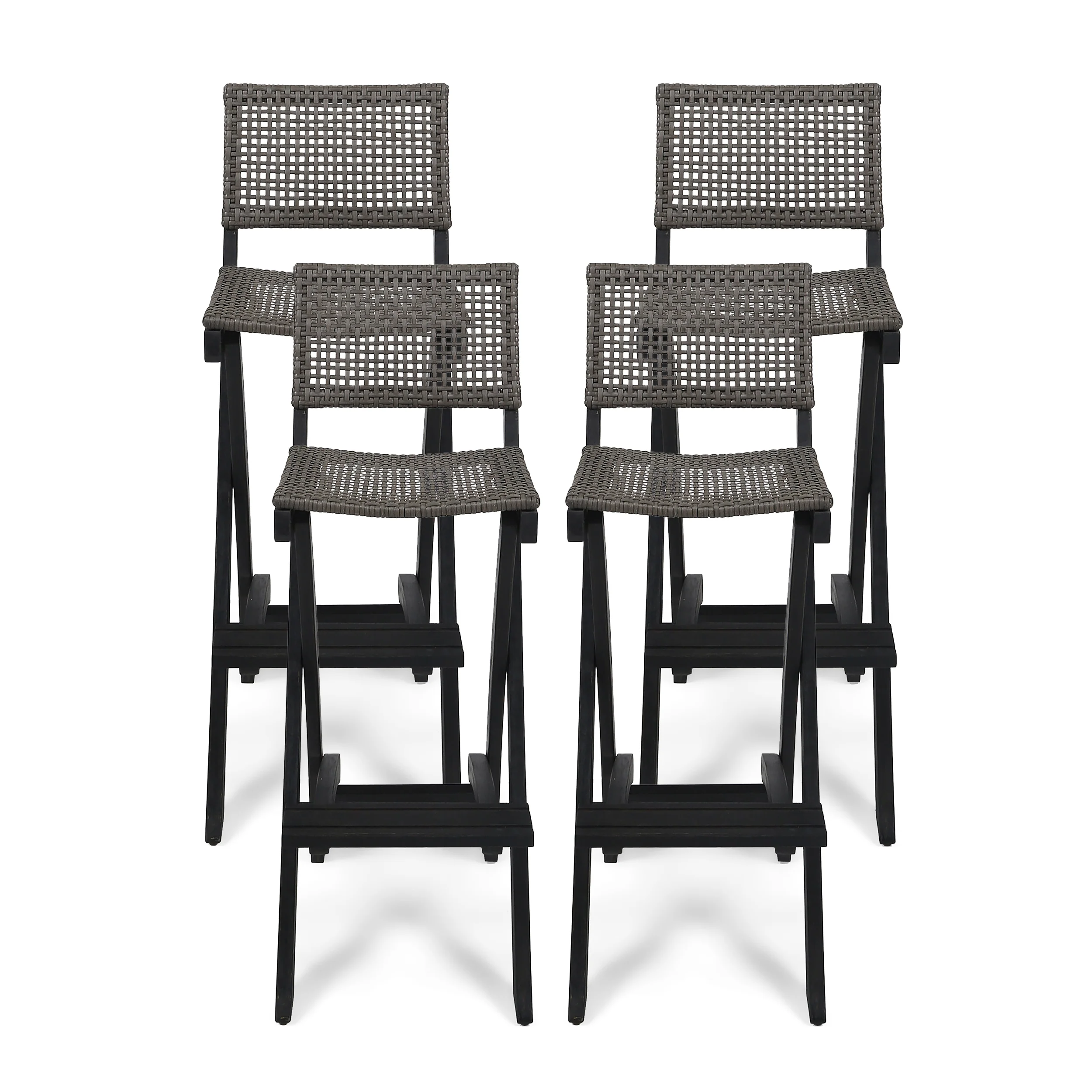 Elizabeth Outdoor Folding Acacia Wood Barstools (Set of 4) - furnishings