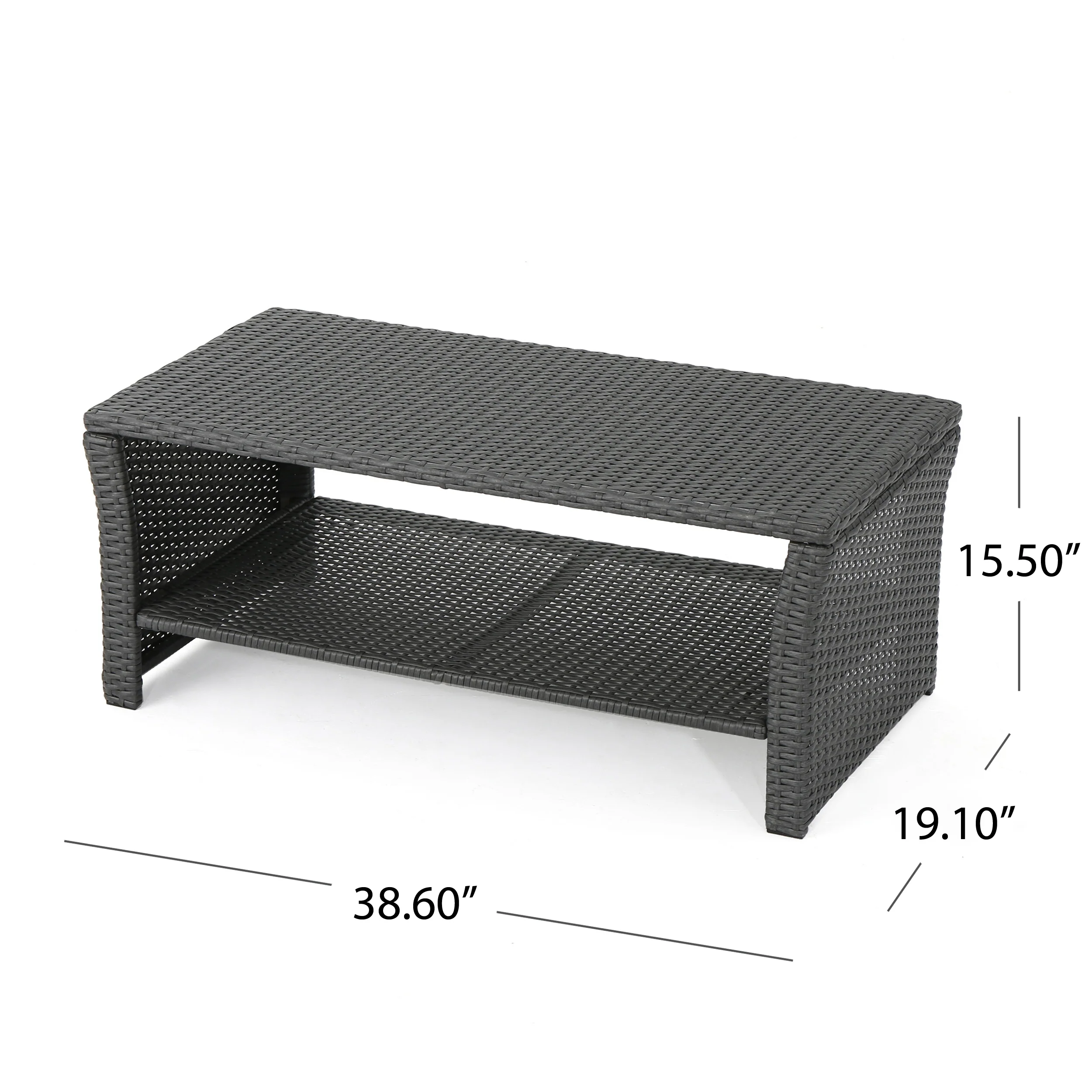 Lucia Outdoor Wicker Loveseat with Coffee Table - furnishings