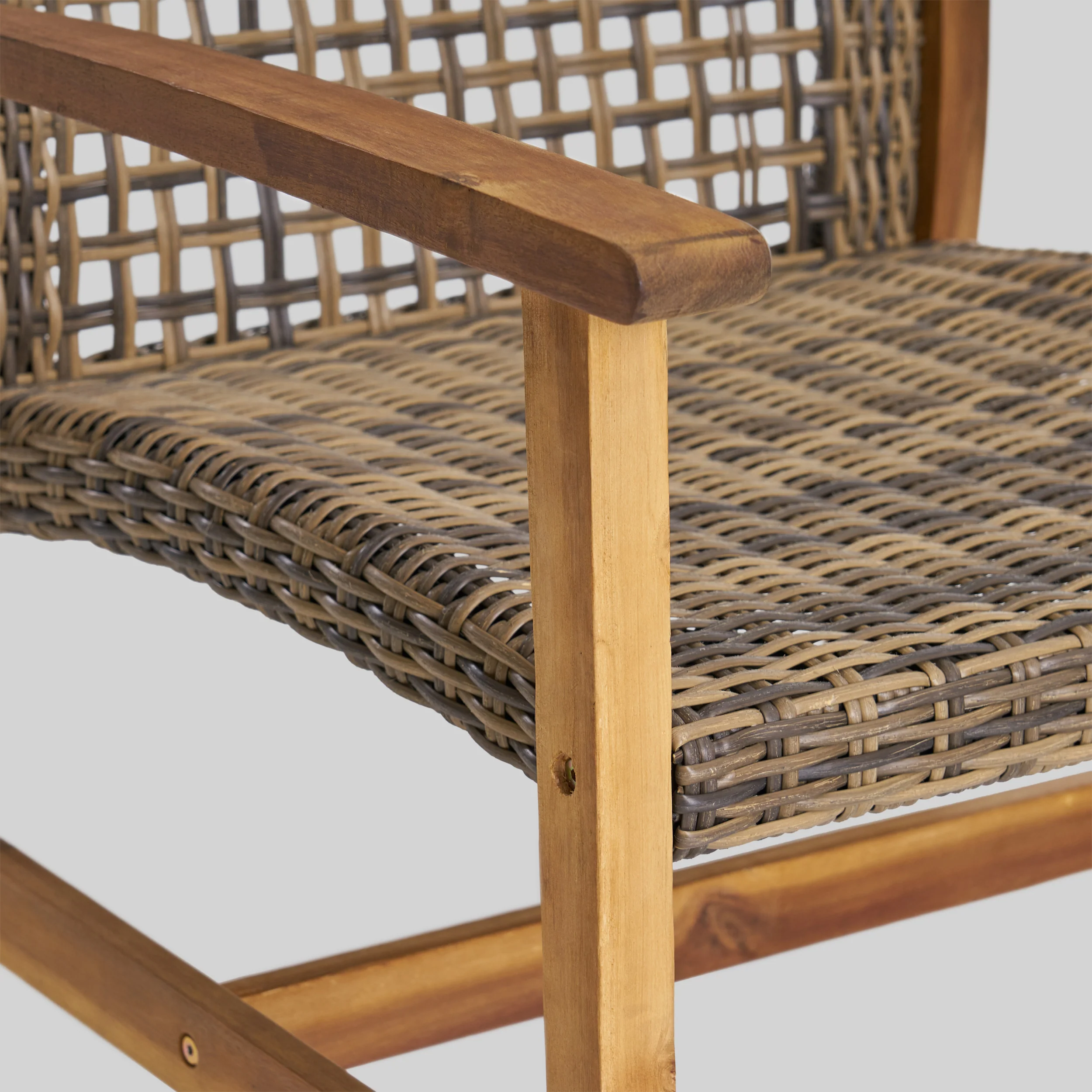 Alyssa Outdoor 9 Piece Wood and Wicker Chat Set - furnishings