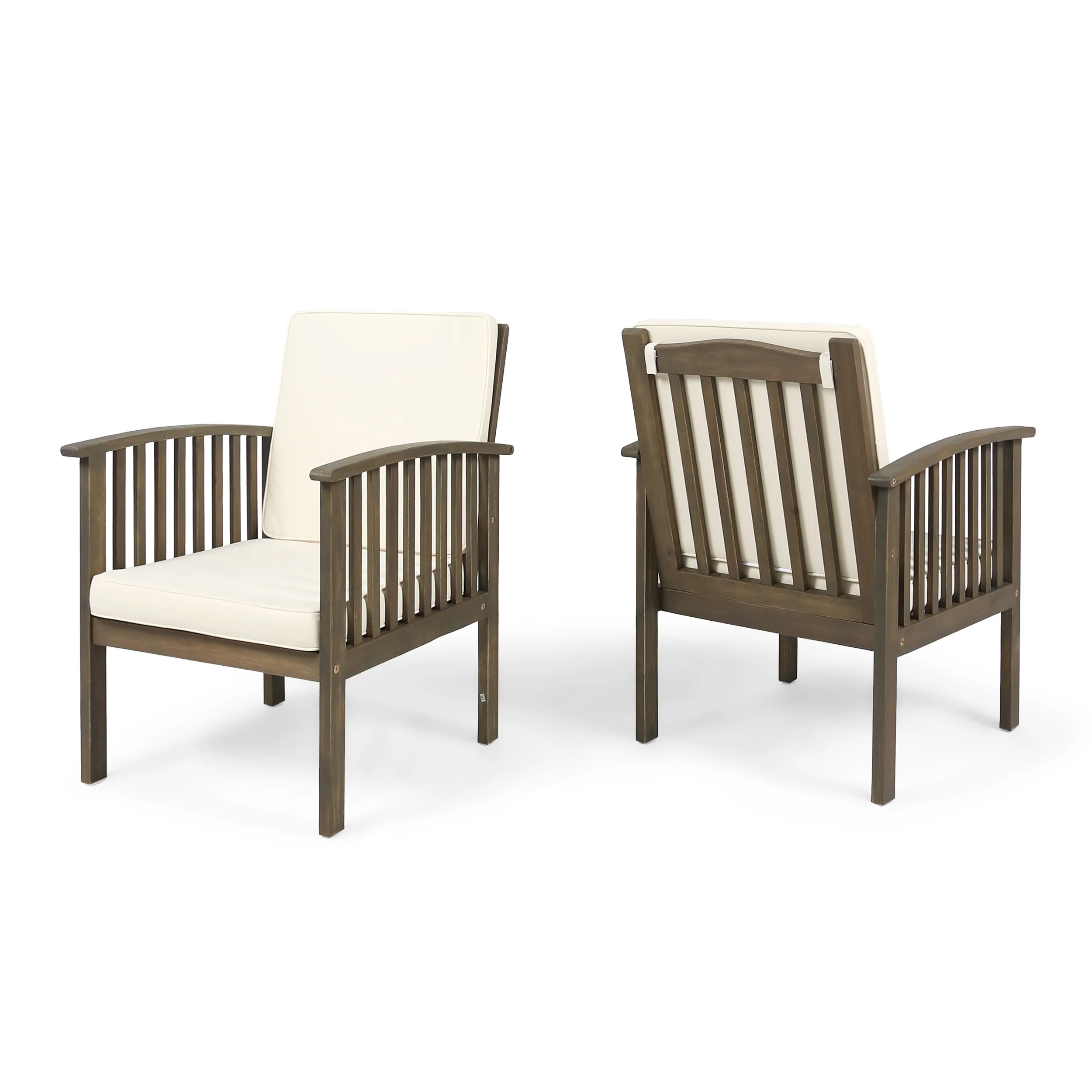 Ray Acacia Outdoor Acacia Wood Club Chairs w/ Cushions - furnishings