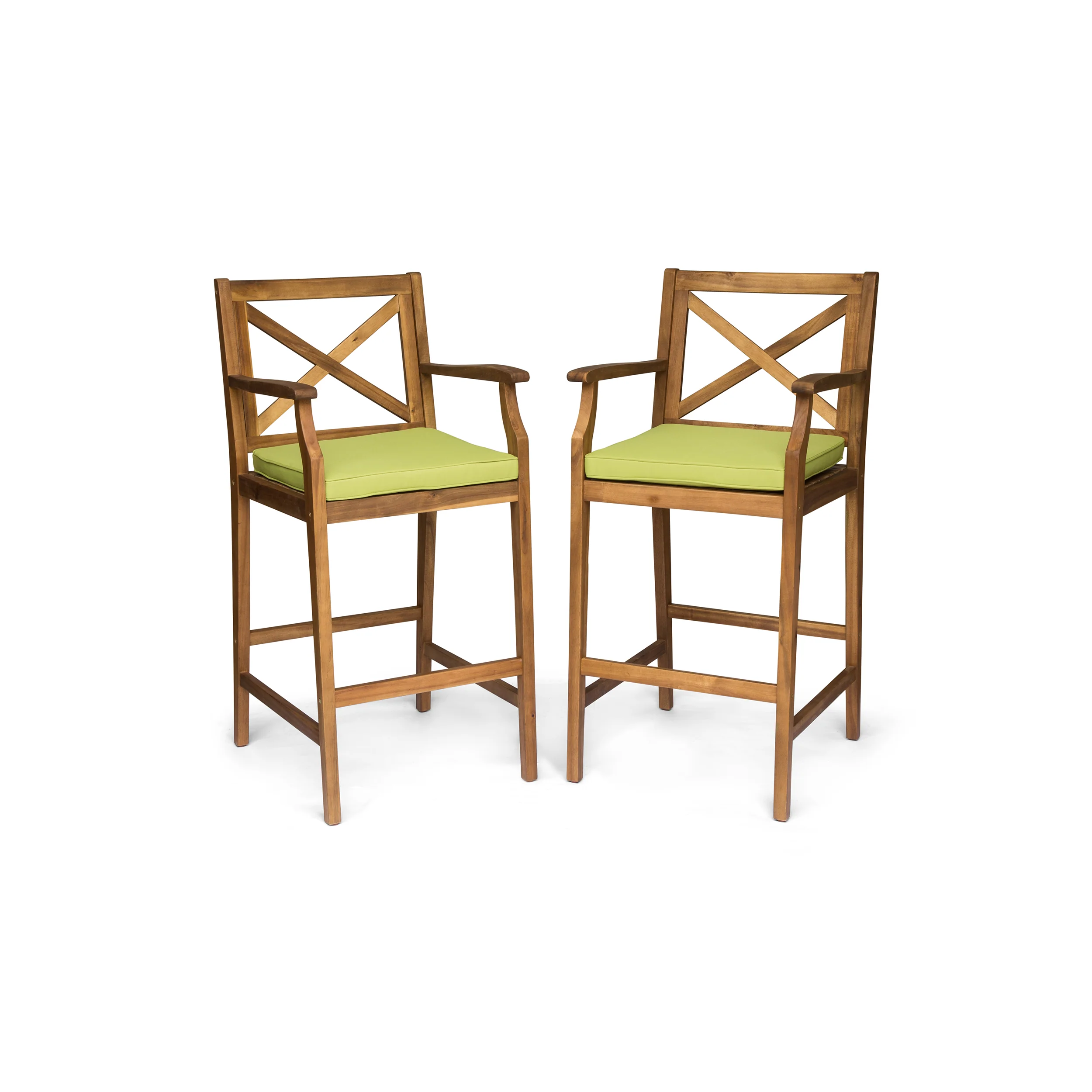 Logan Outdoor Acacia Wood Barstool (set of 2) - furnishings