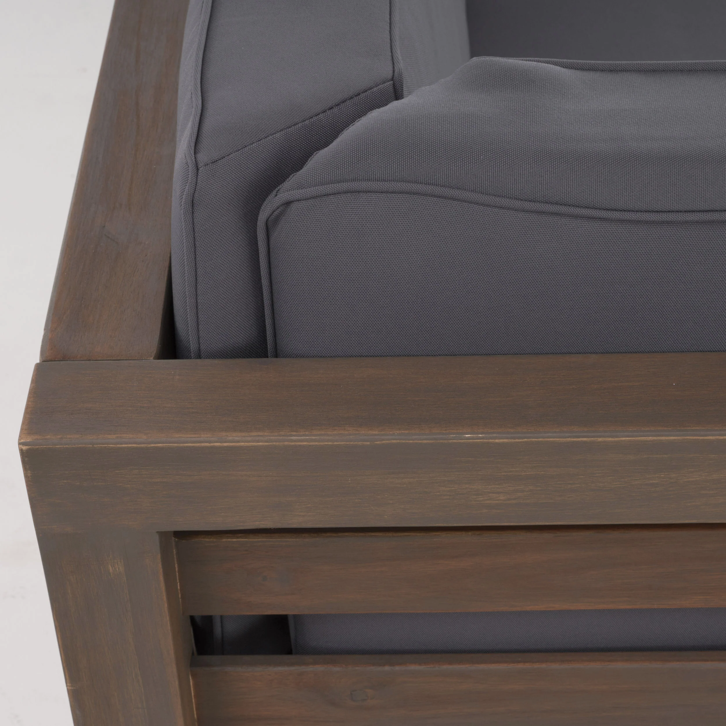 Cascada Outdoor Acacia Wood Left Arm Loveseat and Coffee Table Set with Cushion - furnishings