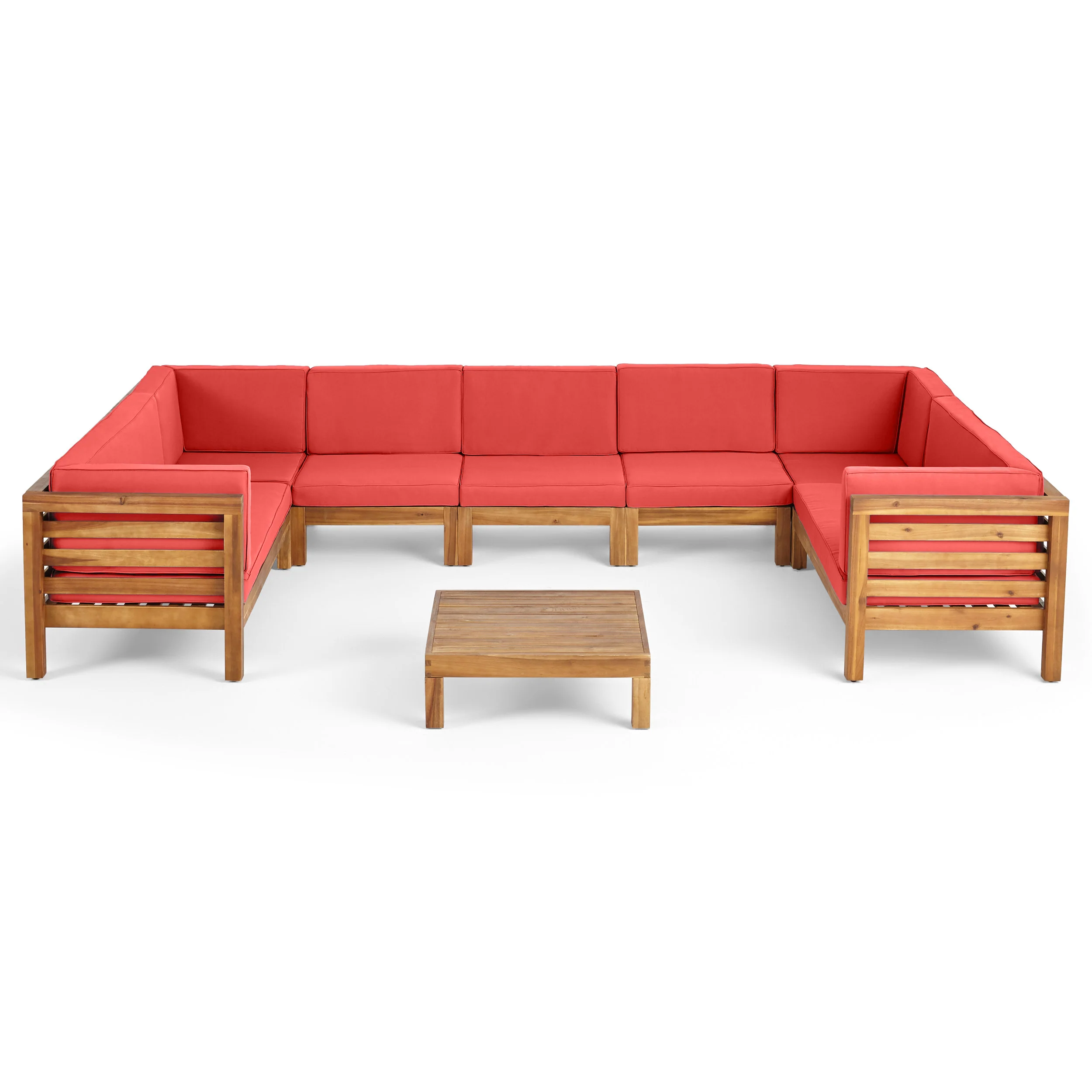 Emma Outdoor 9 Seater Acacia Wood Sectional Sofa Set - furnishings