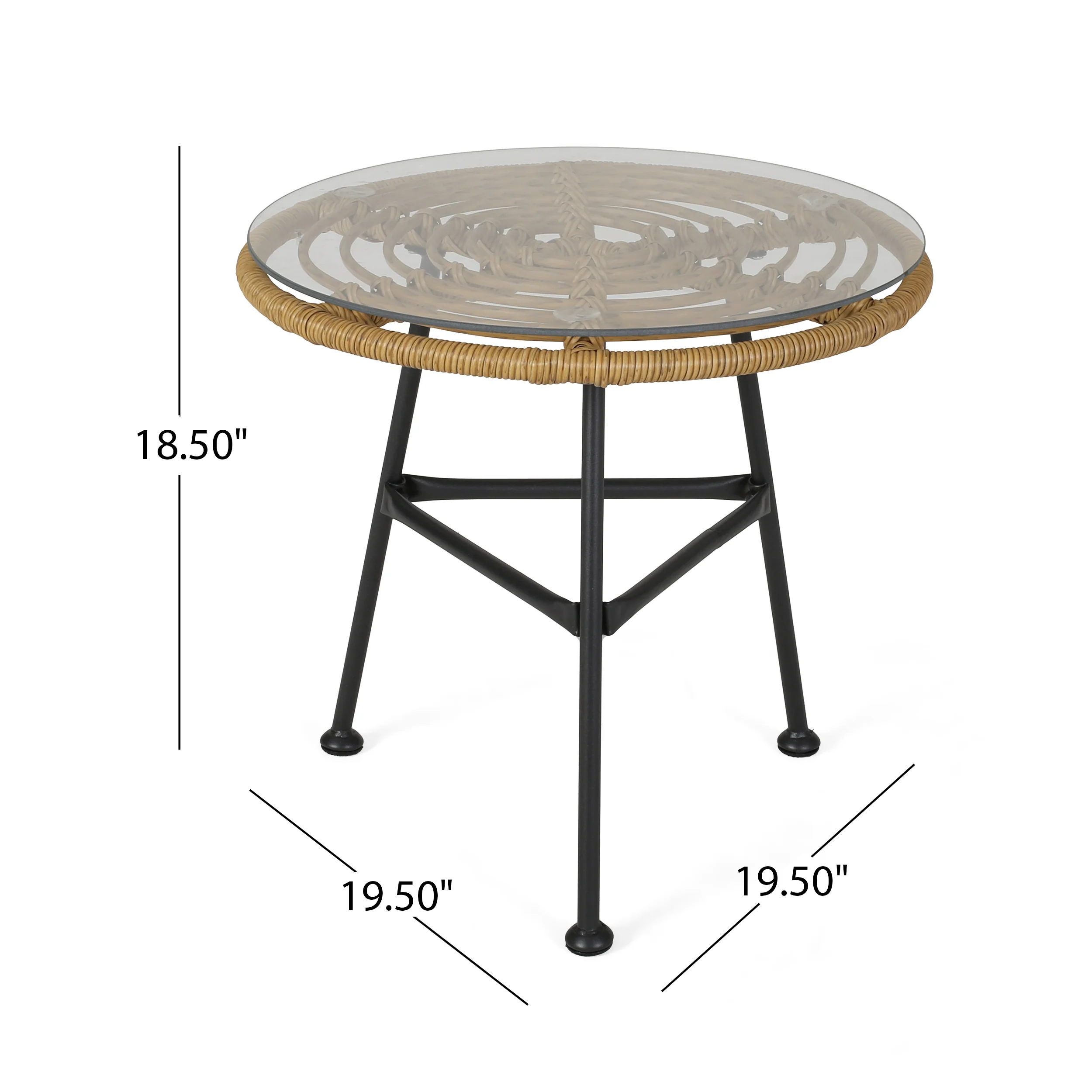 Seaton Outdoor Modern Boho 2 Seater Wicker Chat Set with Side Table - furnishings