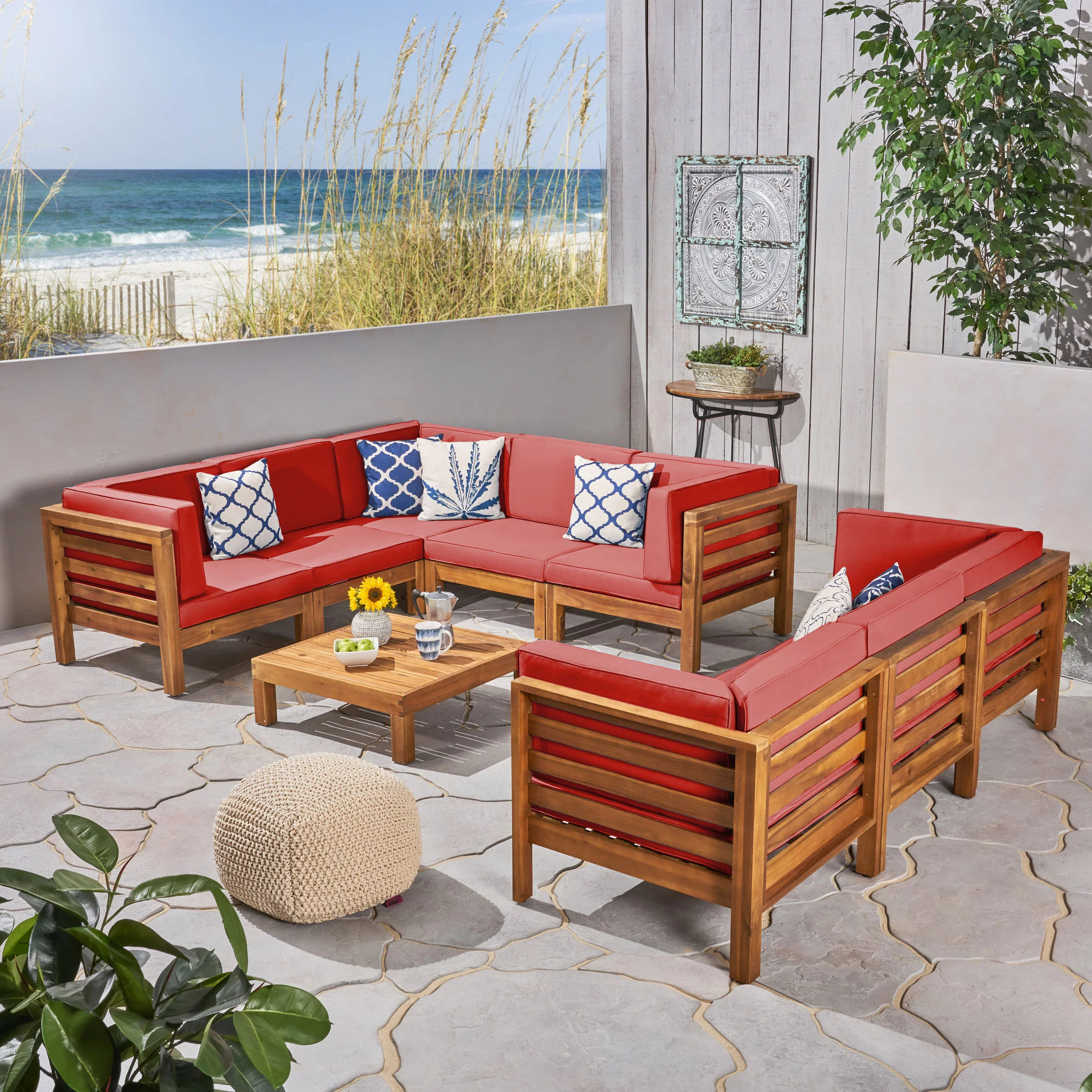 Ravello Outdoor Sectional Sofa Set with Coffee Table - furnishings
