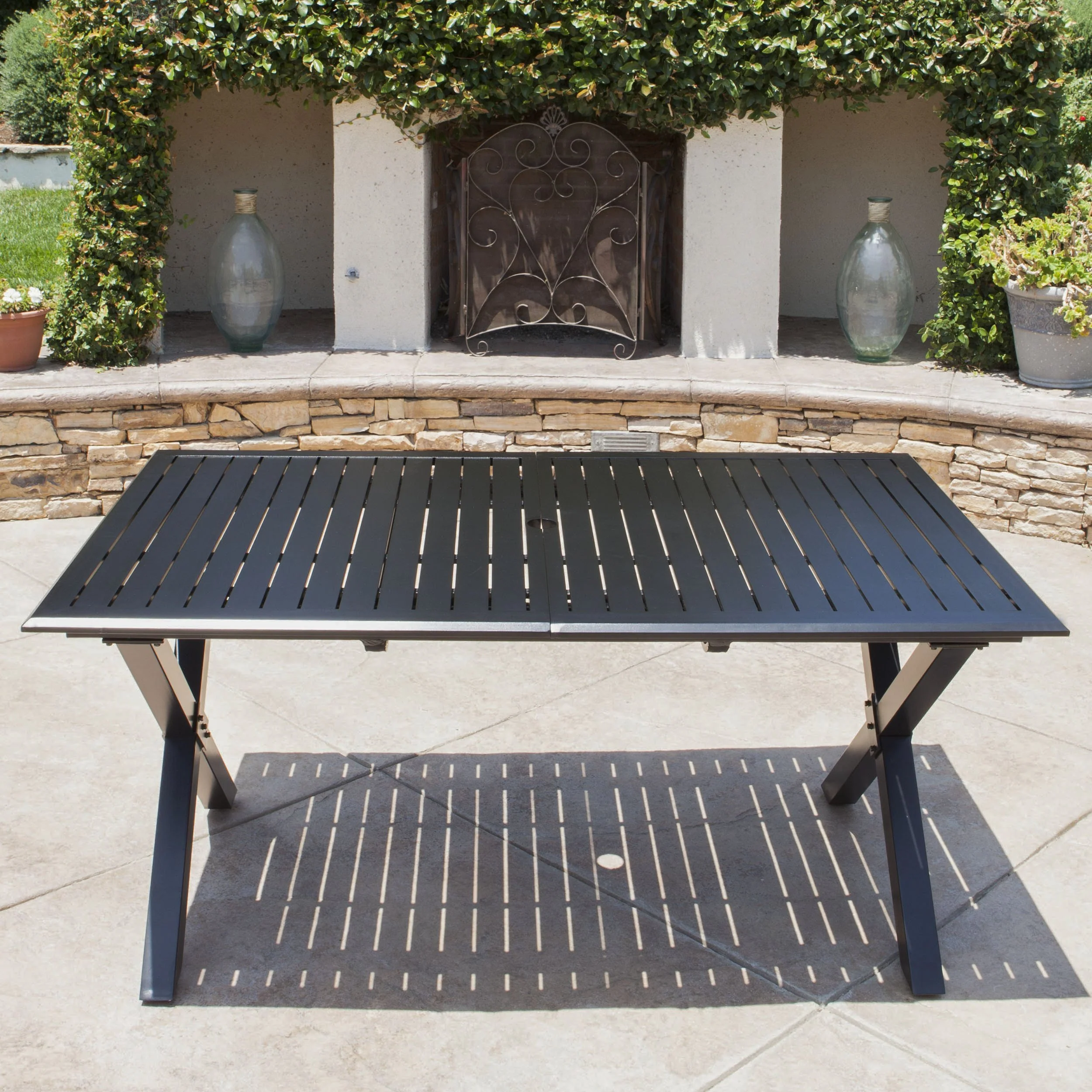 Eowyn  Black Cast Aluminum Expandable Outdoor Dining Table - furnishings