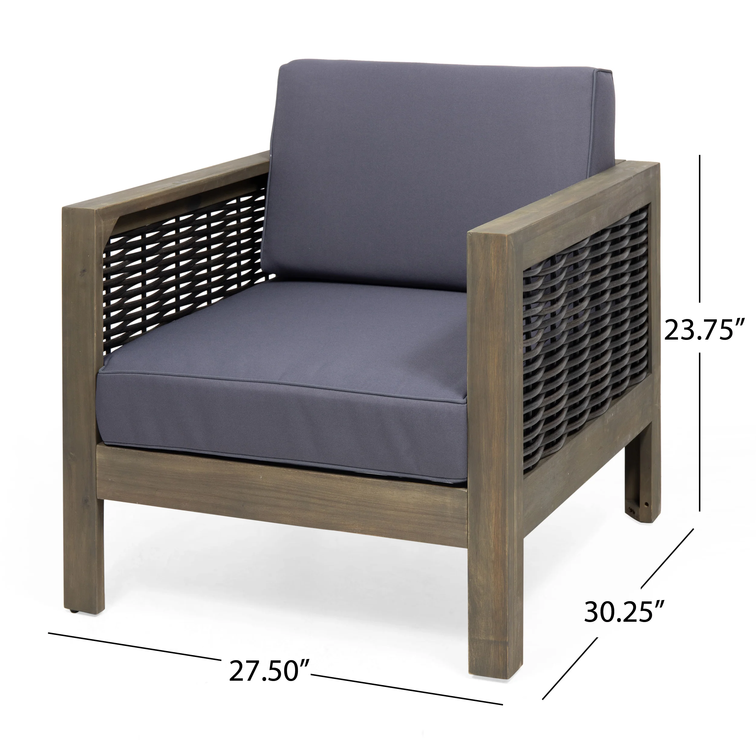 Allegra Outdoor Acacia Wood and Wicker Club Chair - furnishings