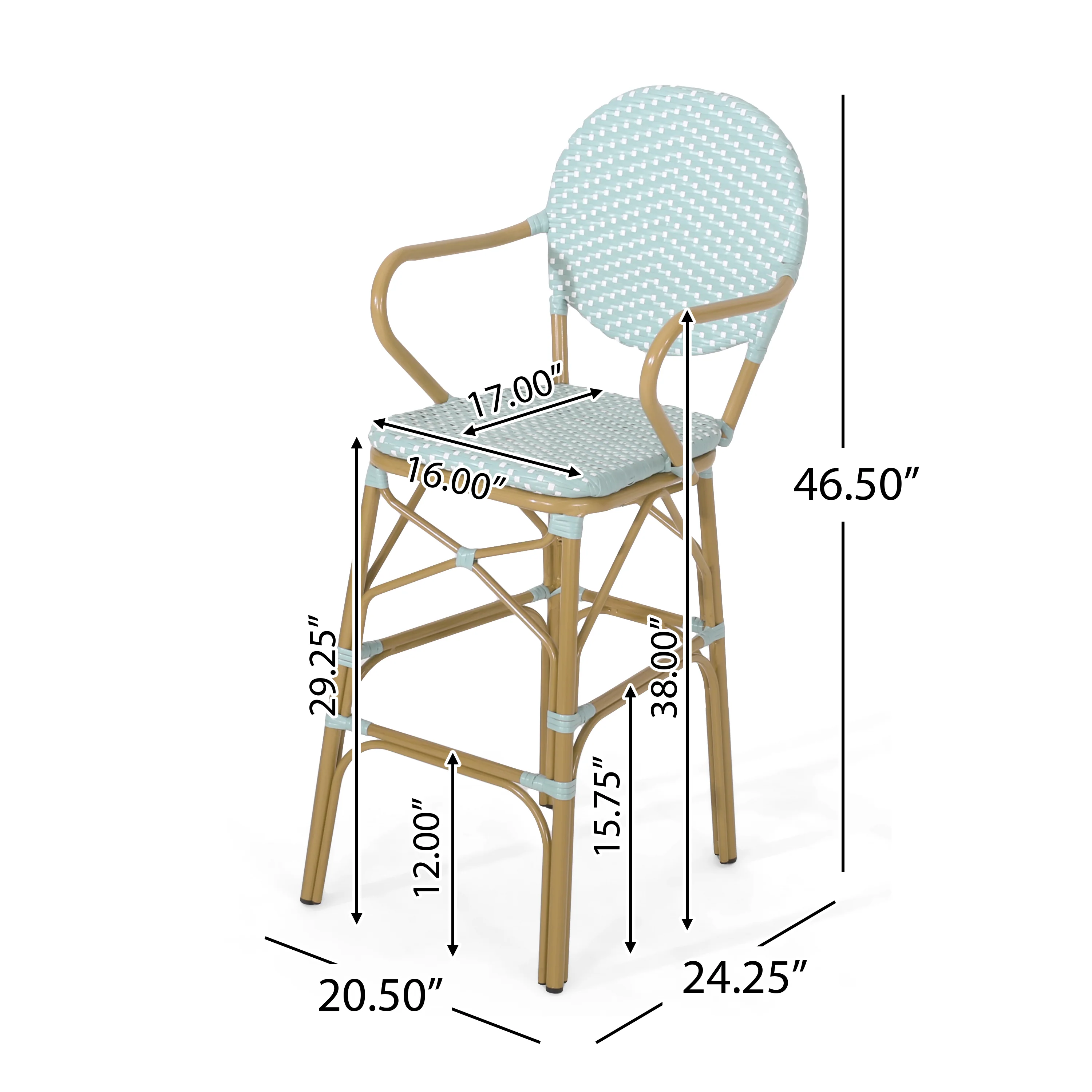 Danberry Outdoor Wicker and Aluminum 29.5 Inch French Barstools, Set of 4 - furnishings