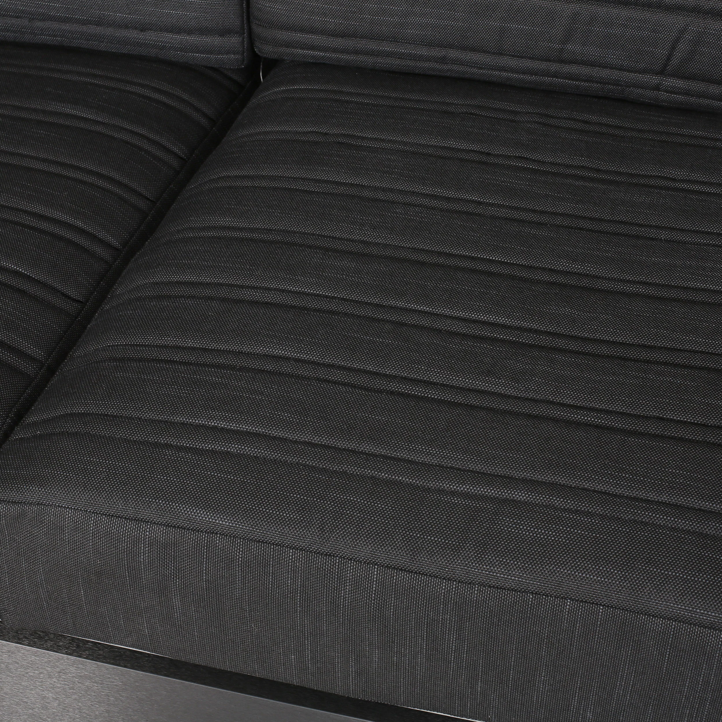 Neffs Outdoor Aluminum 4 Seater Chat Set, Black, Natural, and Gray - furnishings