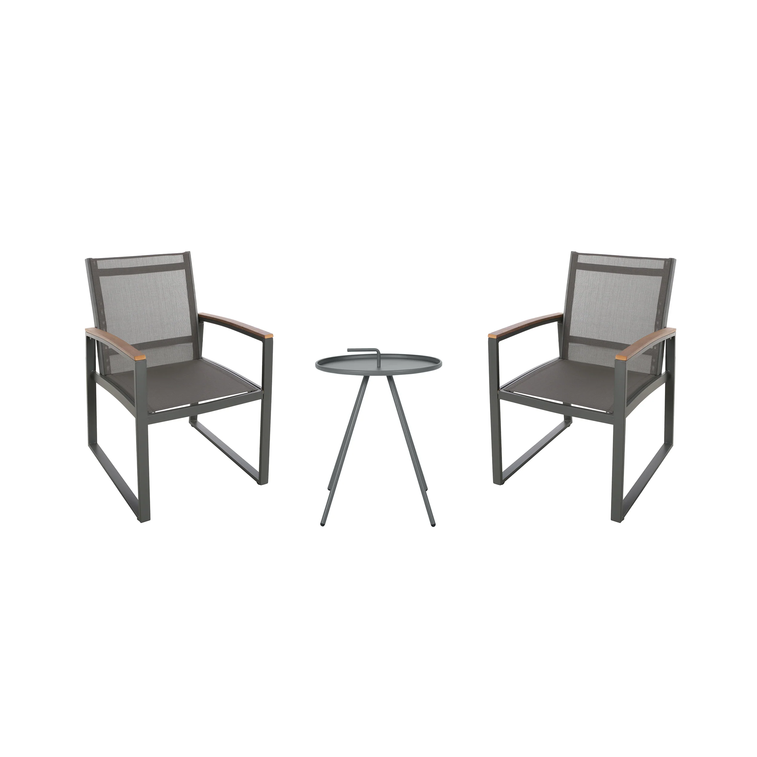 Eunice Outdoor 2 Seater Aluminum and Mesh Chat Set - furnishings
