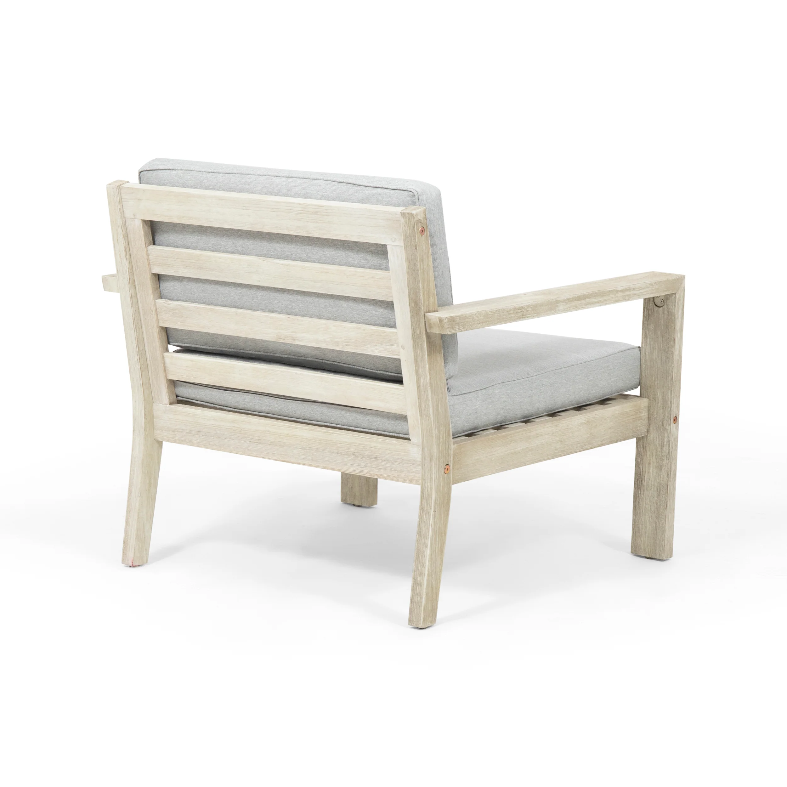 Ben Outdoor Acacia Wood Club Chairs with Cushions (Set of 2) - furnishings