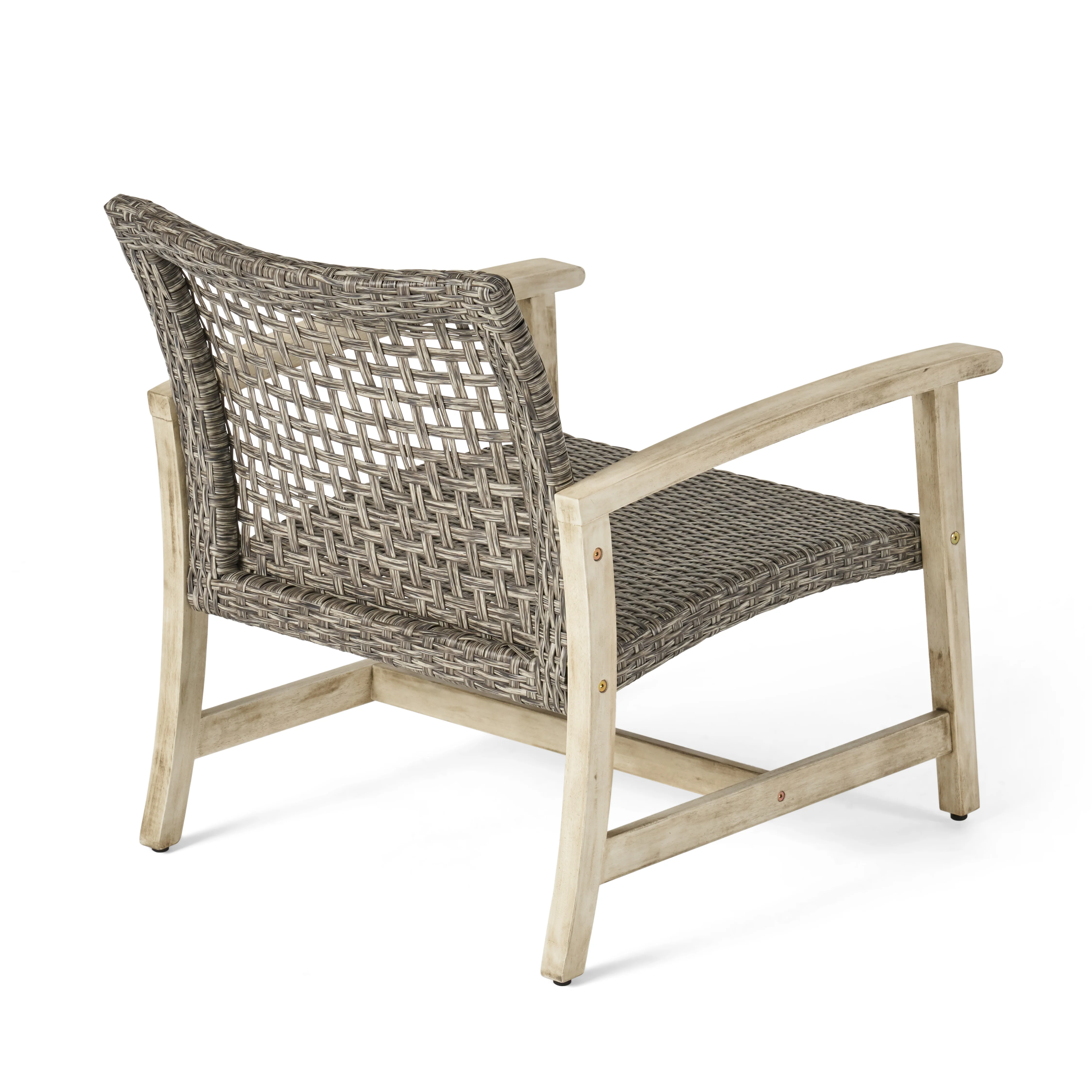 Carry Outdoor 5 Piece Wood and Wicker Club Chairs and Fire Pit Set - furnishings