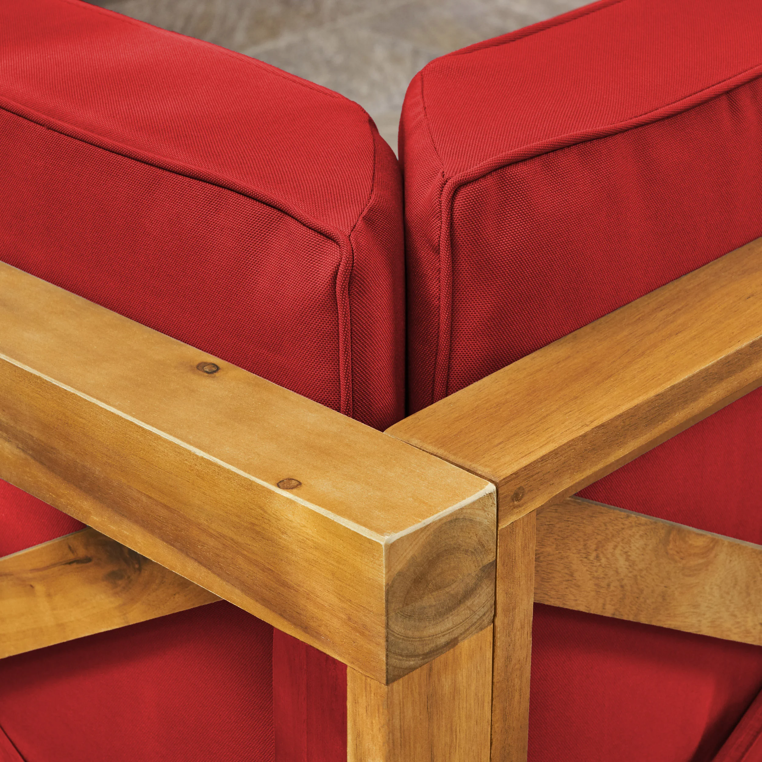 Brava Outdoor Modular Acacia Wood Loveseat with Cushions - furnishings