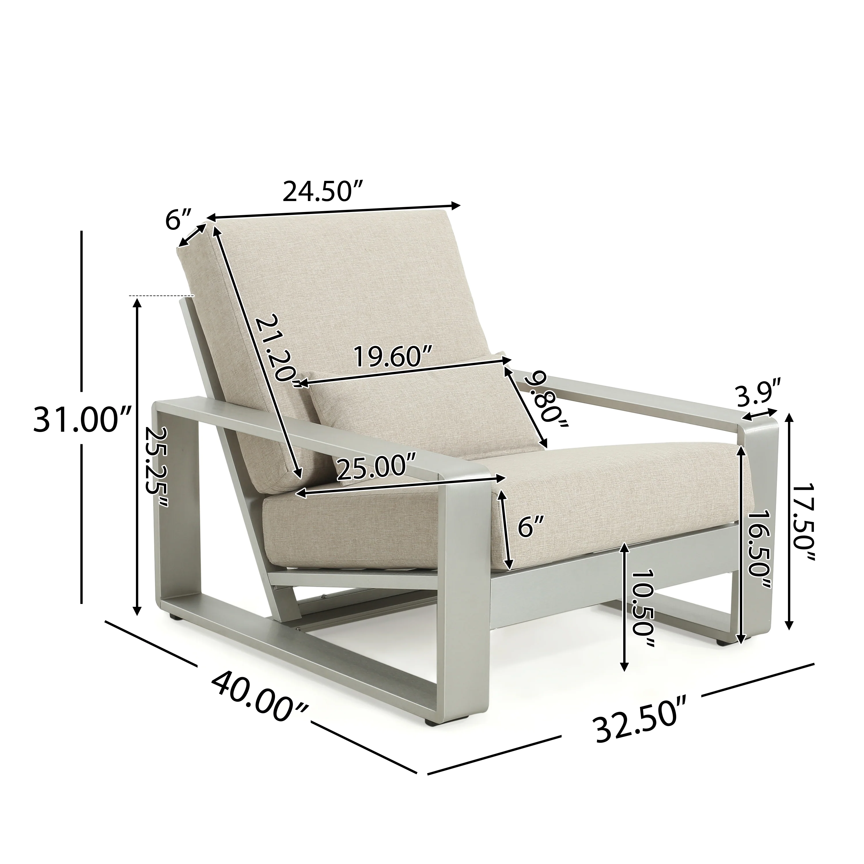 Plata Aluminum Outdoor Lounge & Leisure Chair - furnishings