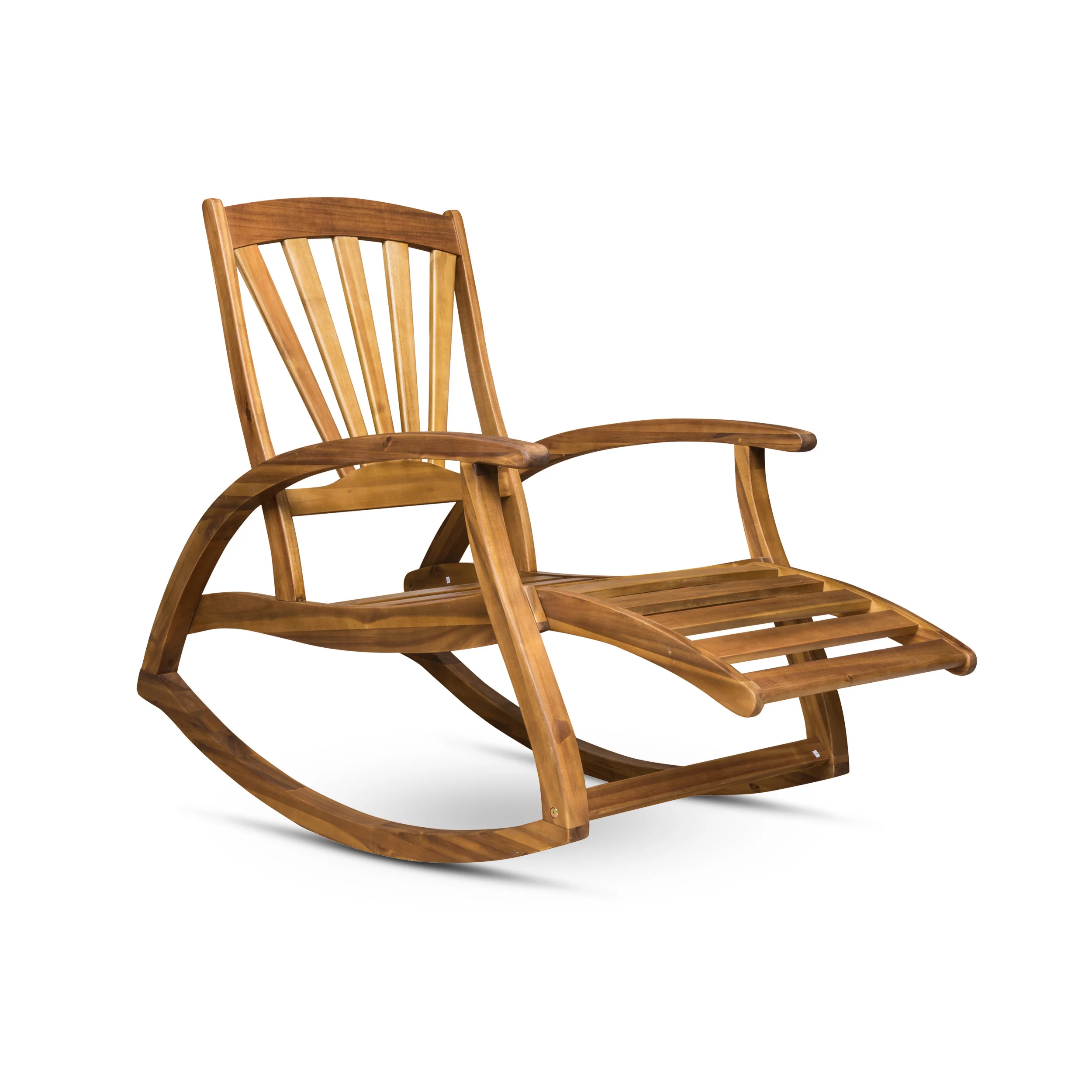 Lee Outdoor Rustic Acacia Wood Recliner Rocking Chairs (Set of 2) - furnishings