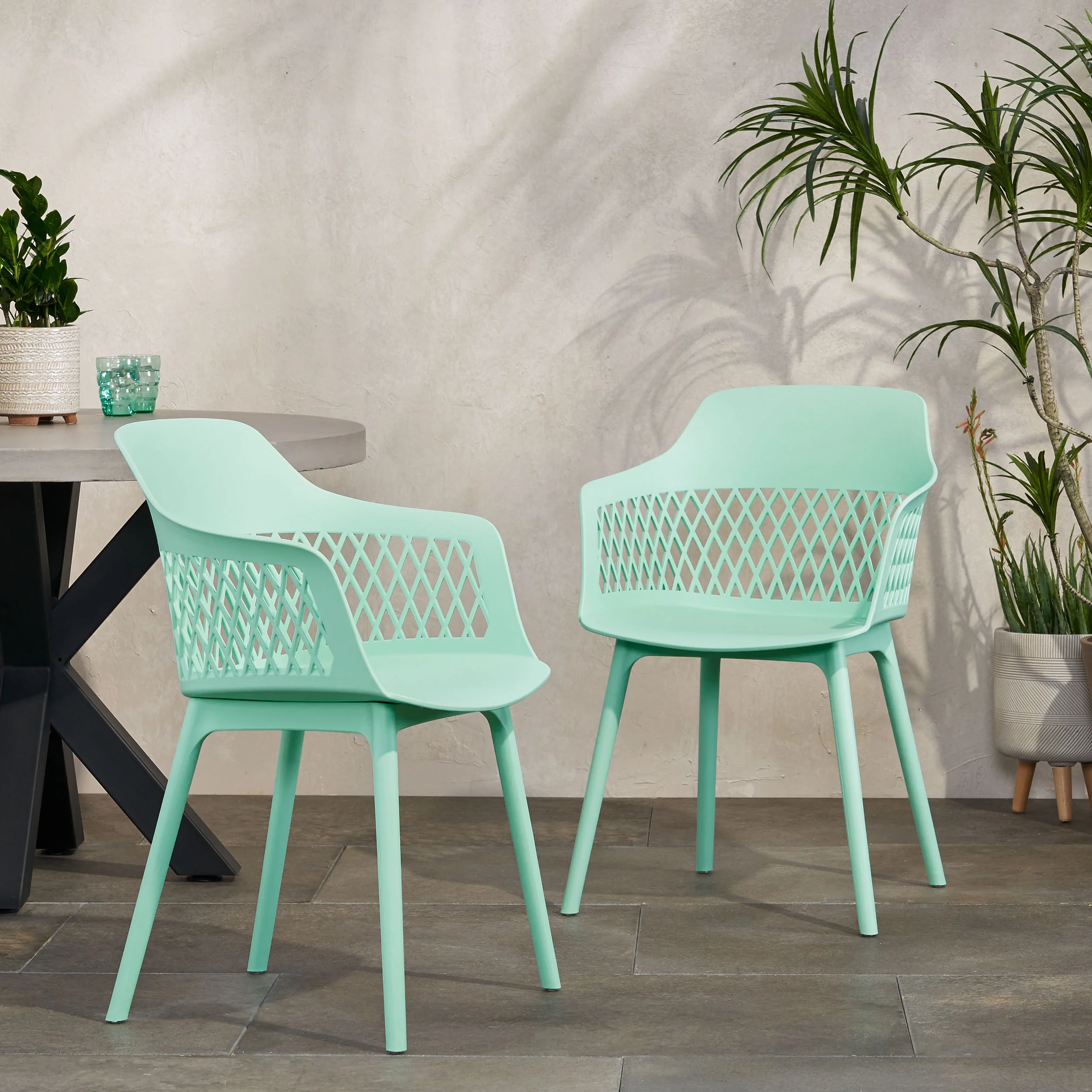 Airyanna Outdoor Modern Dining Chair (Set of 2) - furnishings