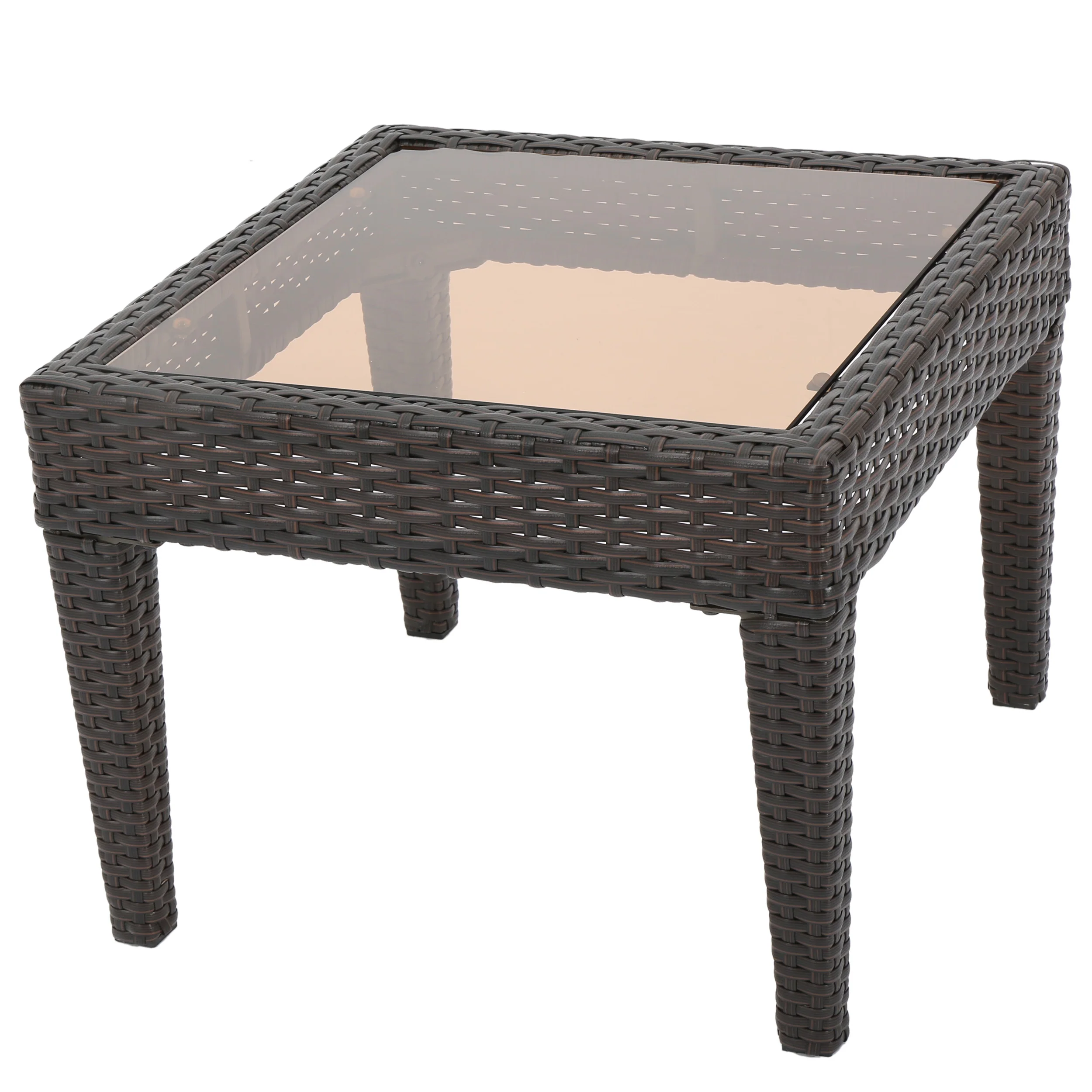 Jermaine Outdoor Brown Wicker Side Table - furnishings