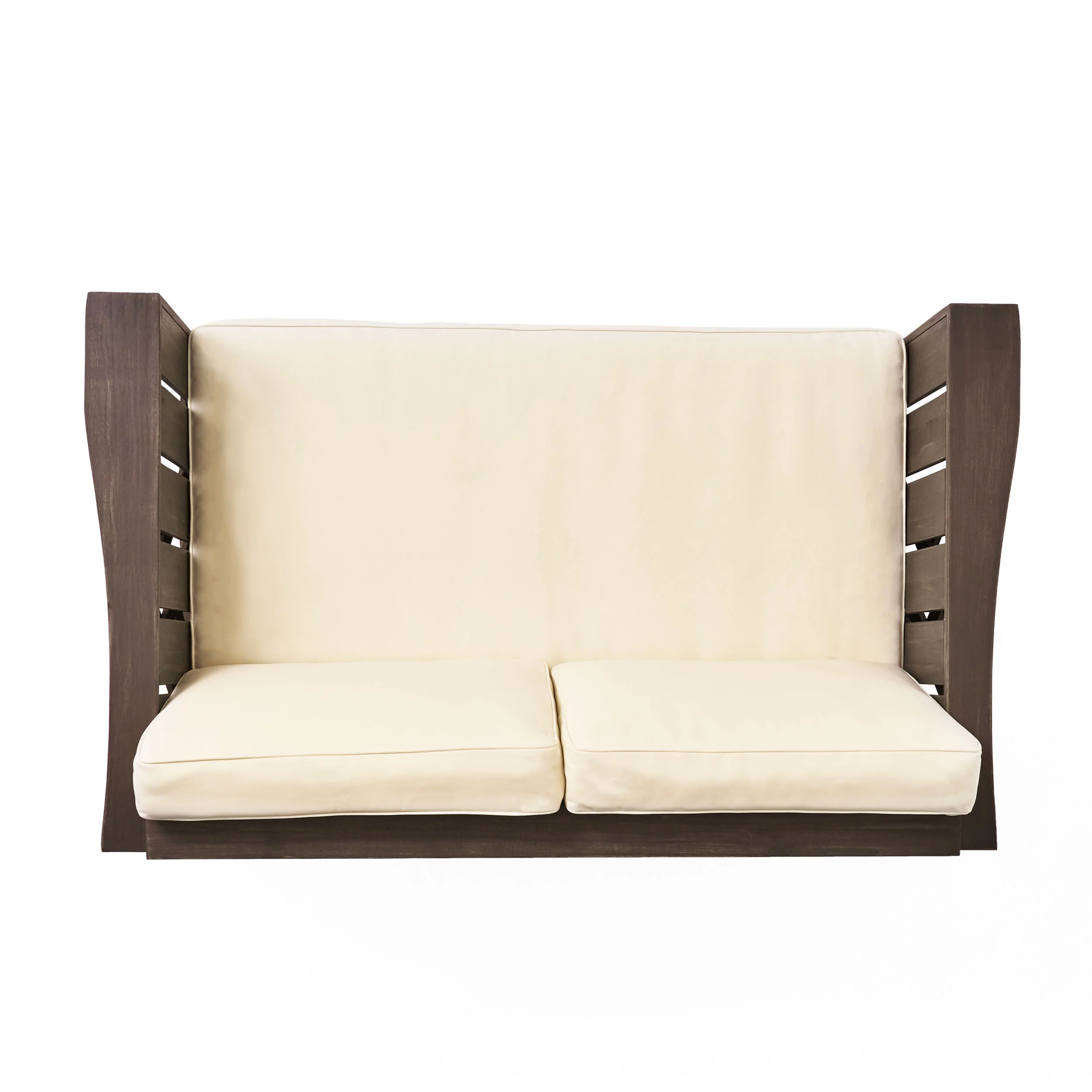 Edward Outdoor Acacia Wood Loveseat and Coffee Table Set with Cushions - furnishings